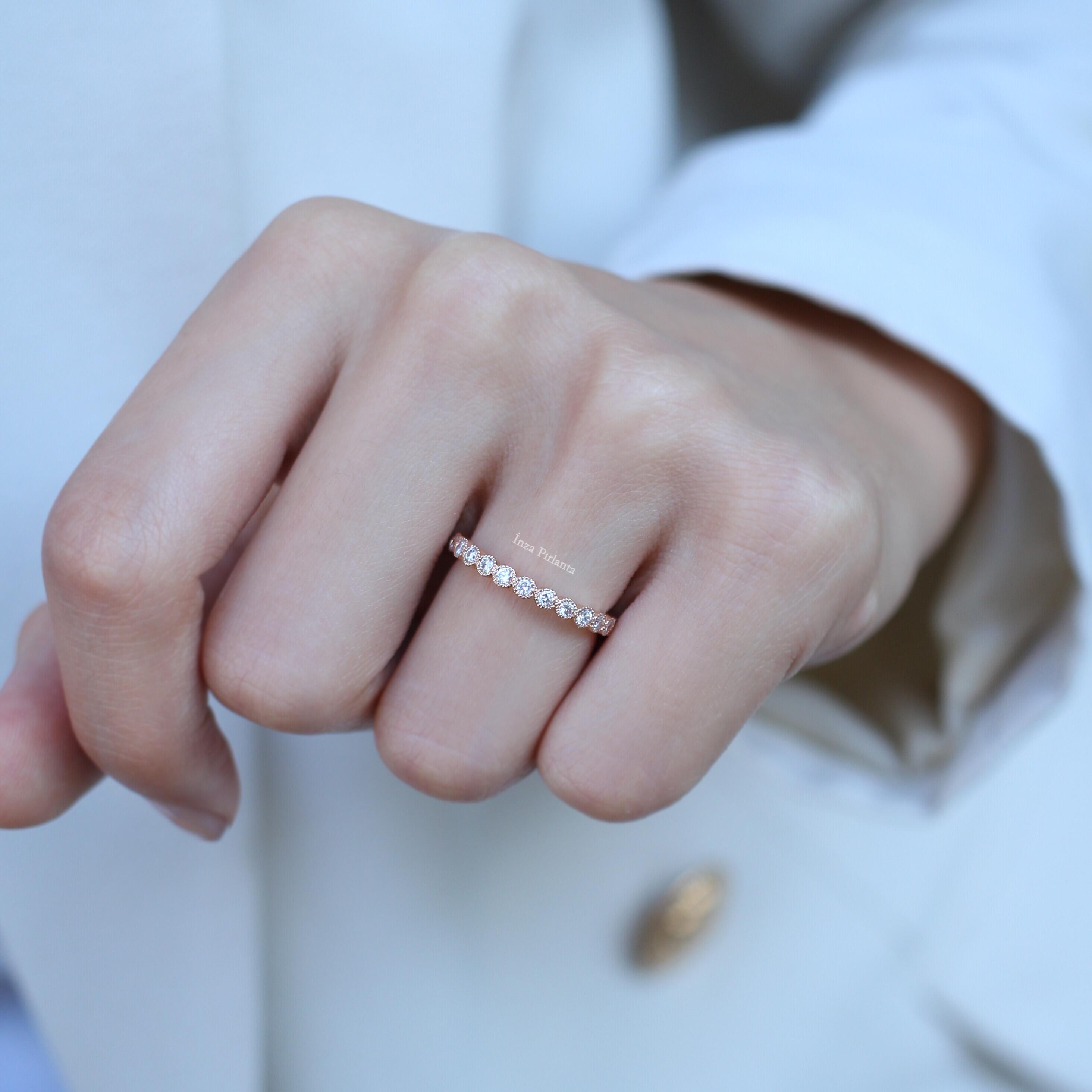 0.45 Carat Vintage Custom Design Half Eternity Diamond Ring