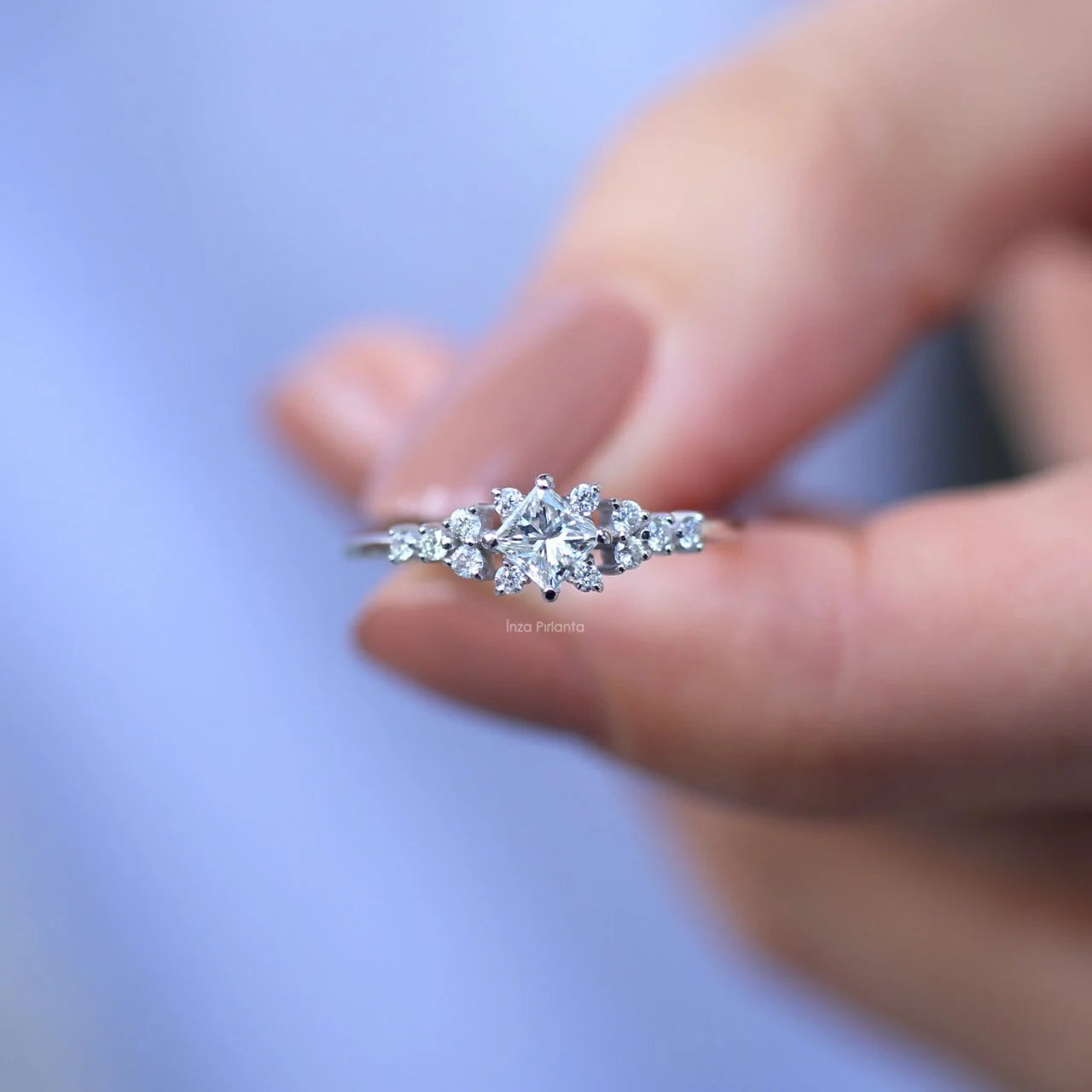0.45 Karat Vintage Diamant Princess Solitärring