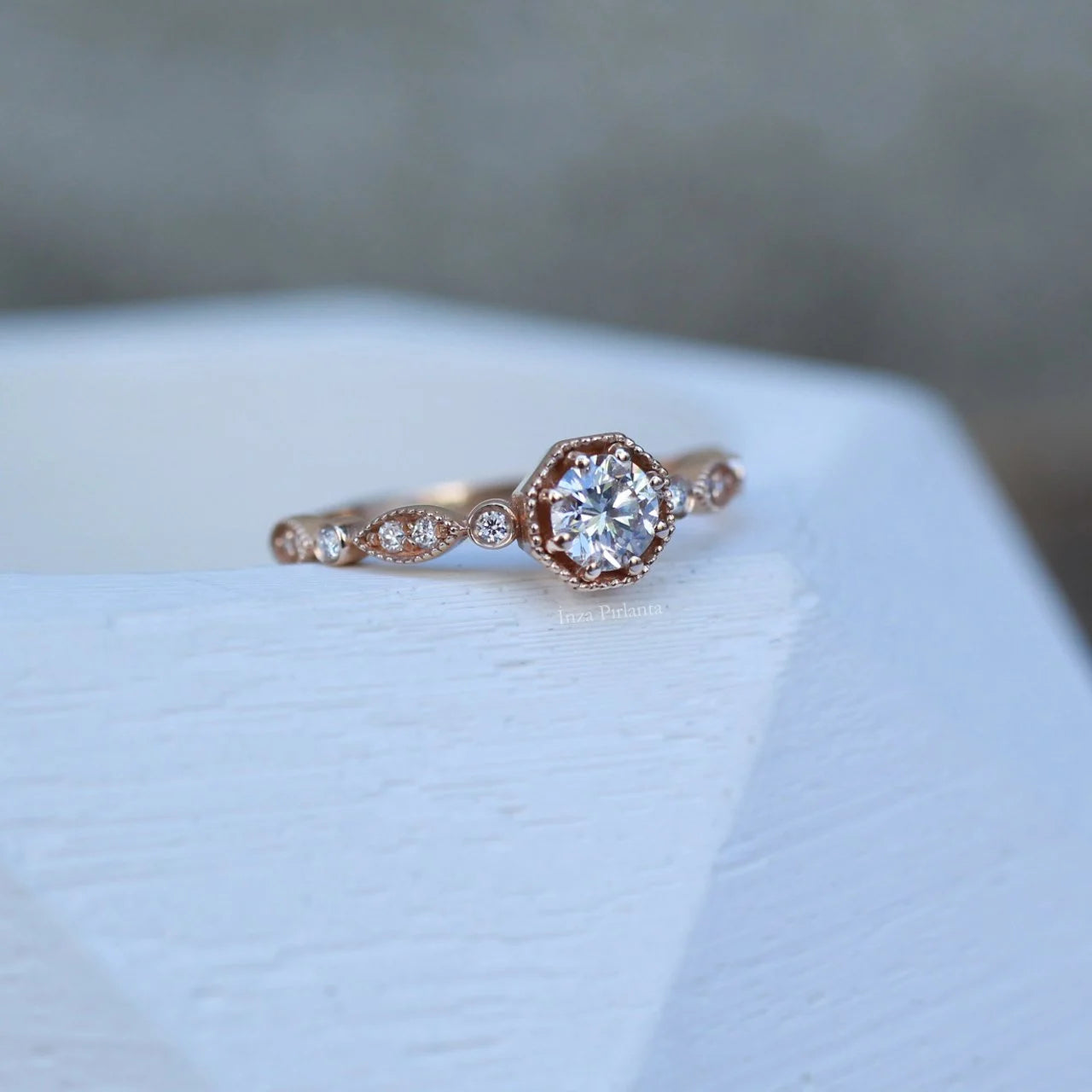 0.47 Karat Vintage Achteckiger Diamantring