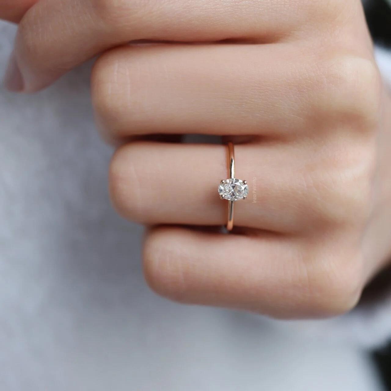 0.50 Carat Oval Solitaire Diamond Ring