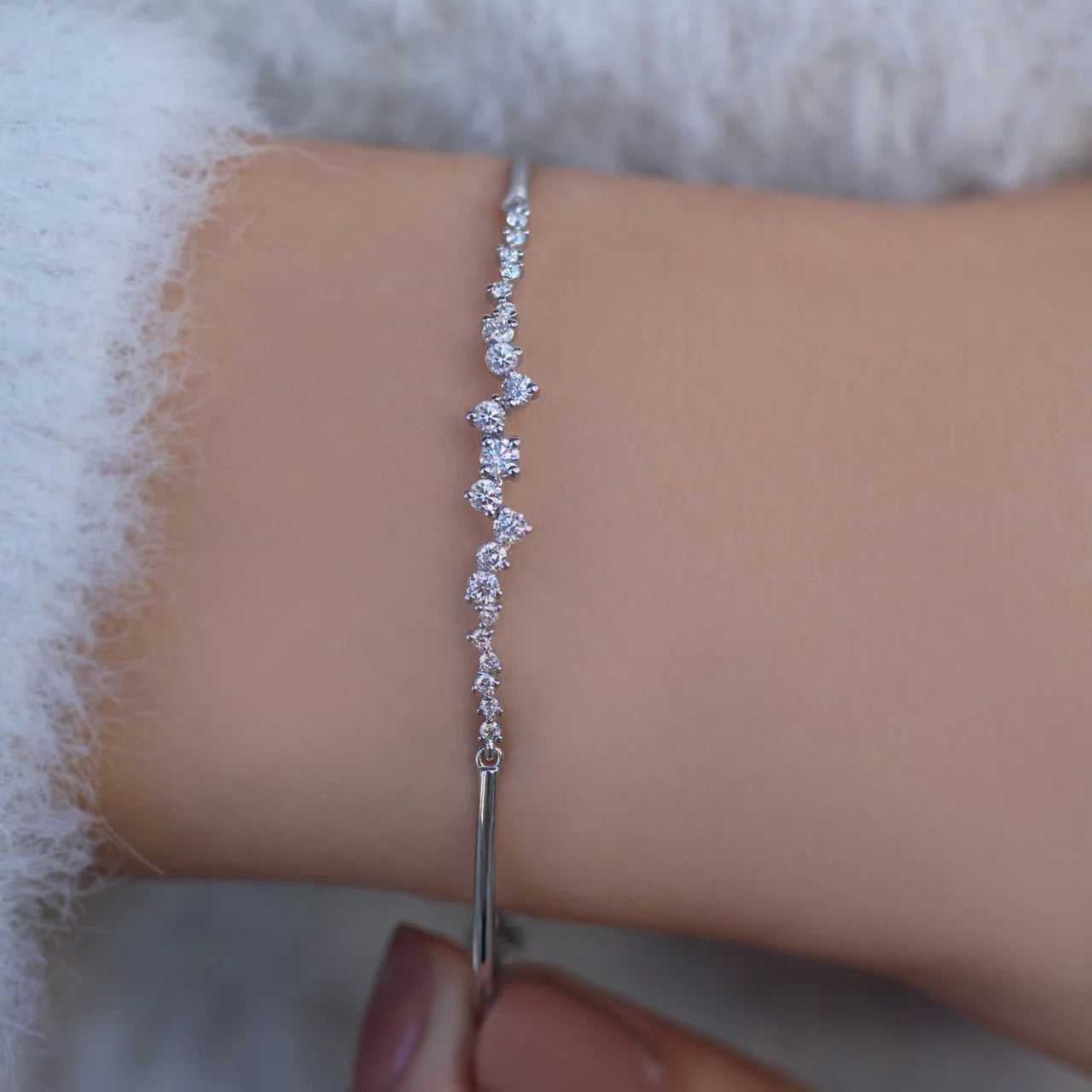 0.50 Carat Custom Design Asymmetrical Diamond Bracelet