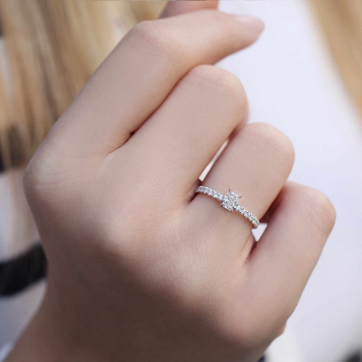 0.50 Carat Custom Designed Radiant Diamond Solitaire Ring