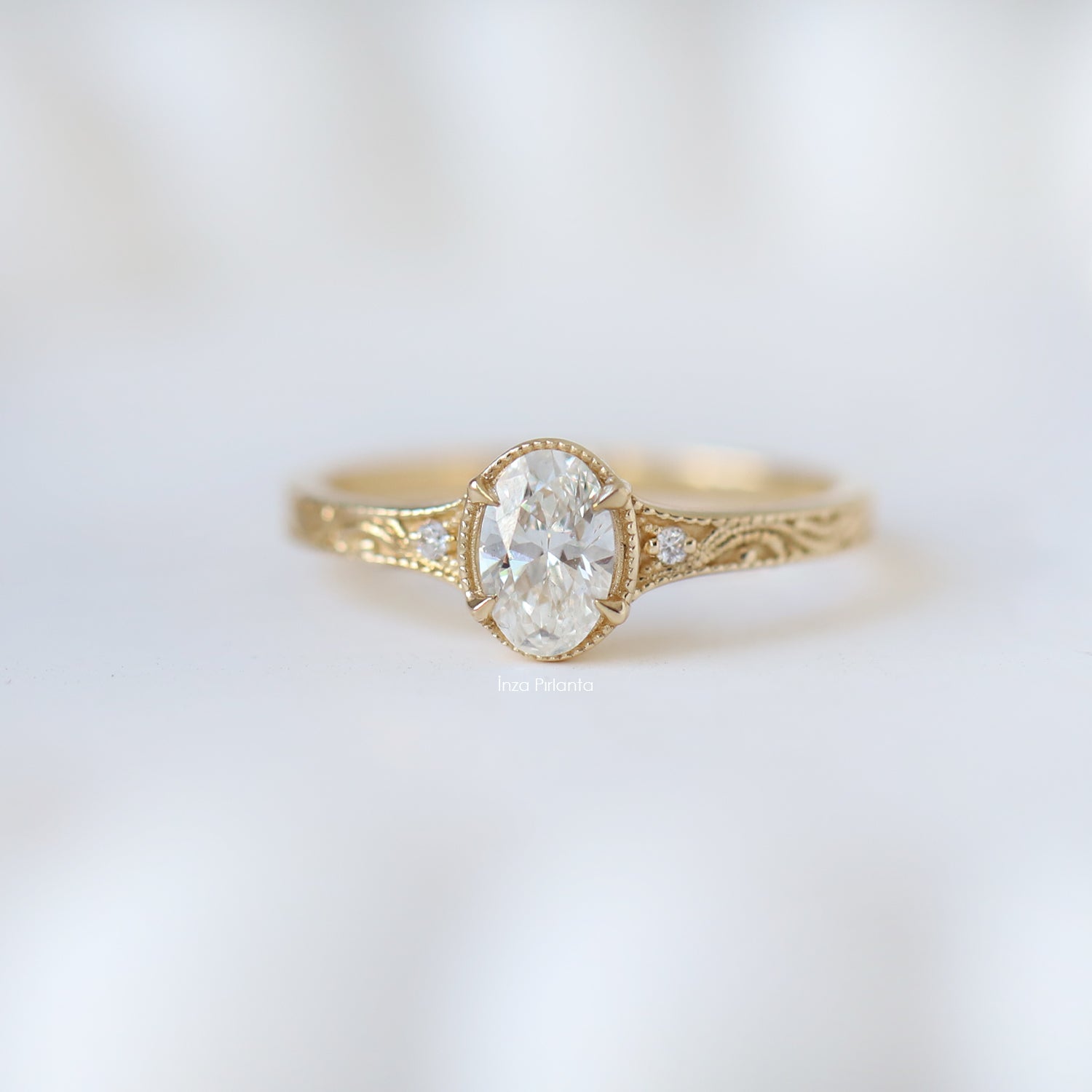 0.51 Carat F SI2 GIA Certified Vintage Sia Oval Diamond Ring
