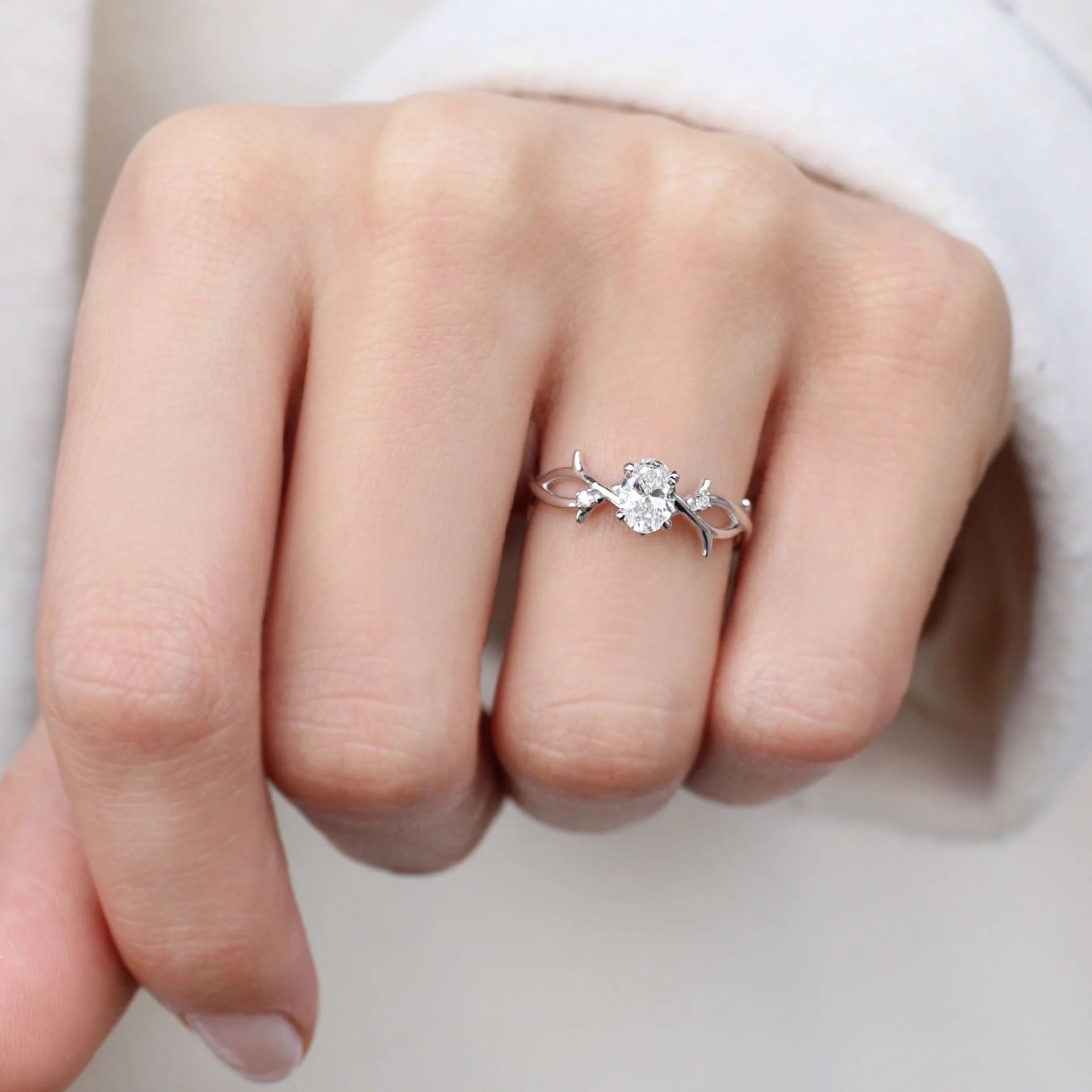 0.52 Carat Special Design Diamond Branch Solitaire Ring