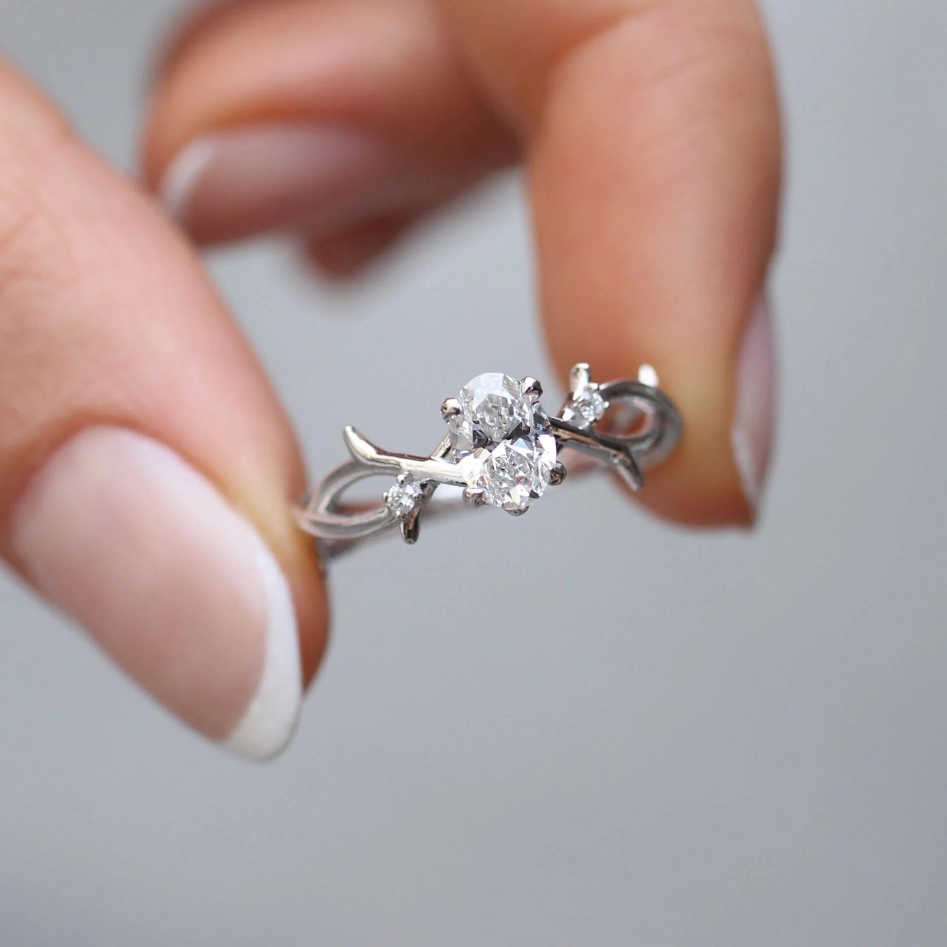 0.52 Carat Special Design Diamond Branch Solitaire Ring