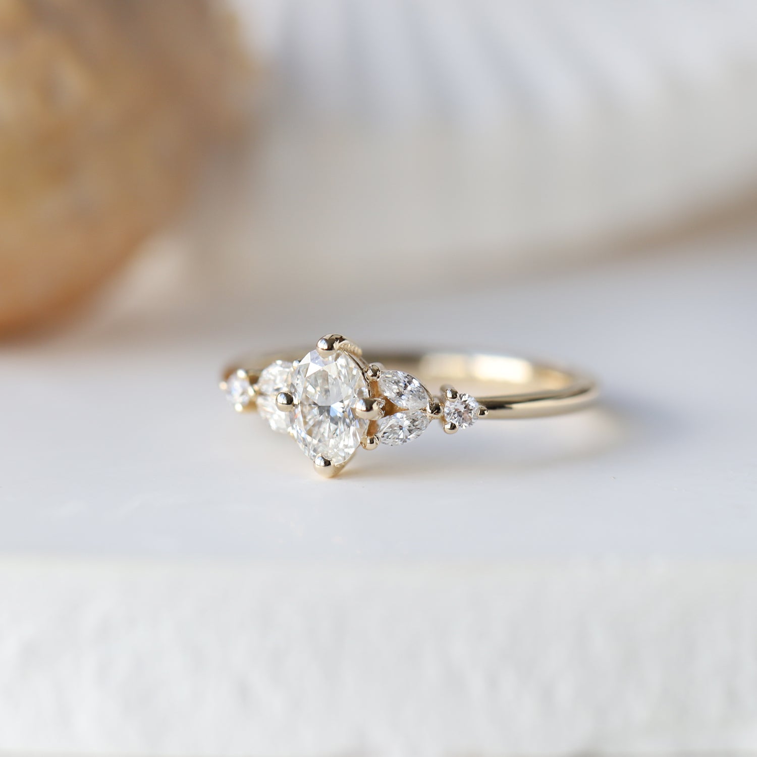 0.55 Carat H SI2 HRD Certified Pera Vintage Design Diamond Ring