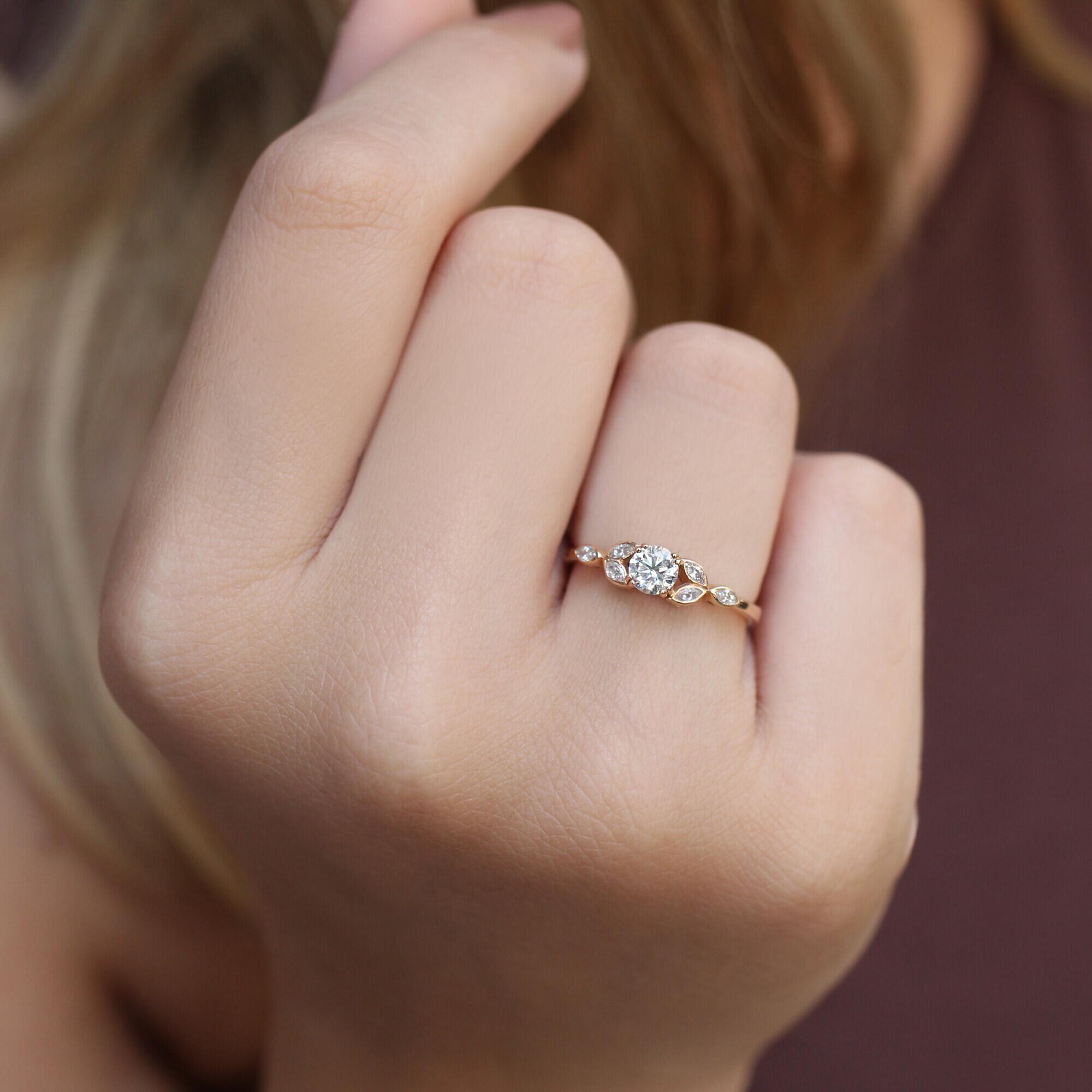 0,55 Karat Vintage Marquise-Diamantring