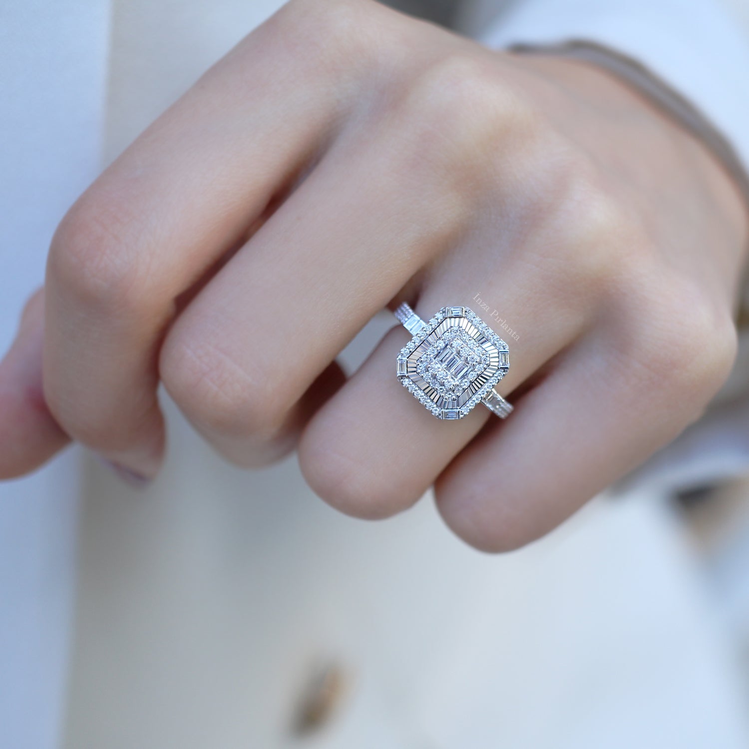 0.60 Carat Custom Design Diamond Baguette Ring