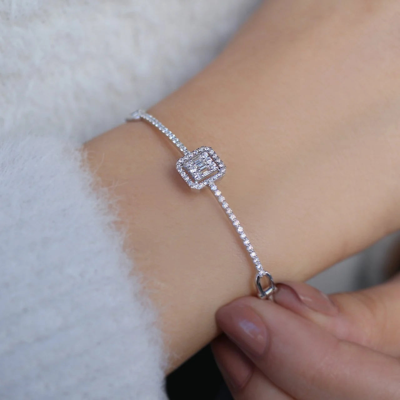 0.60 Carat Custom Design Diamond Baguette Bracelet