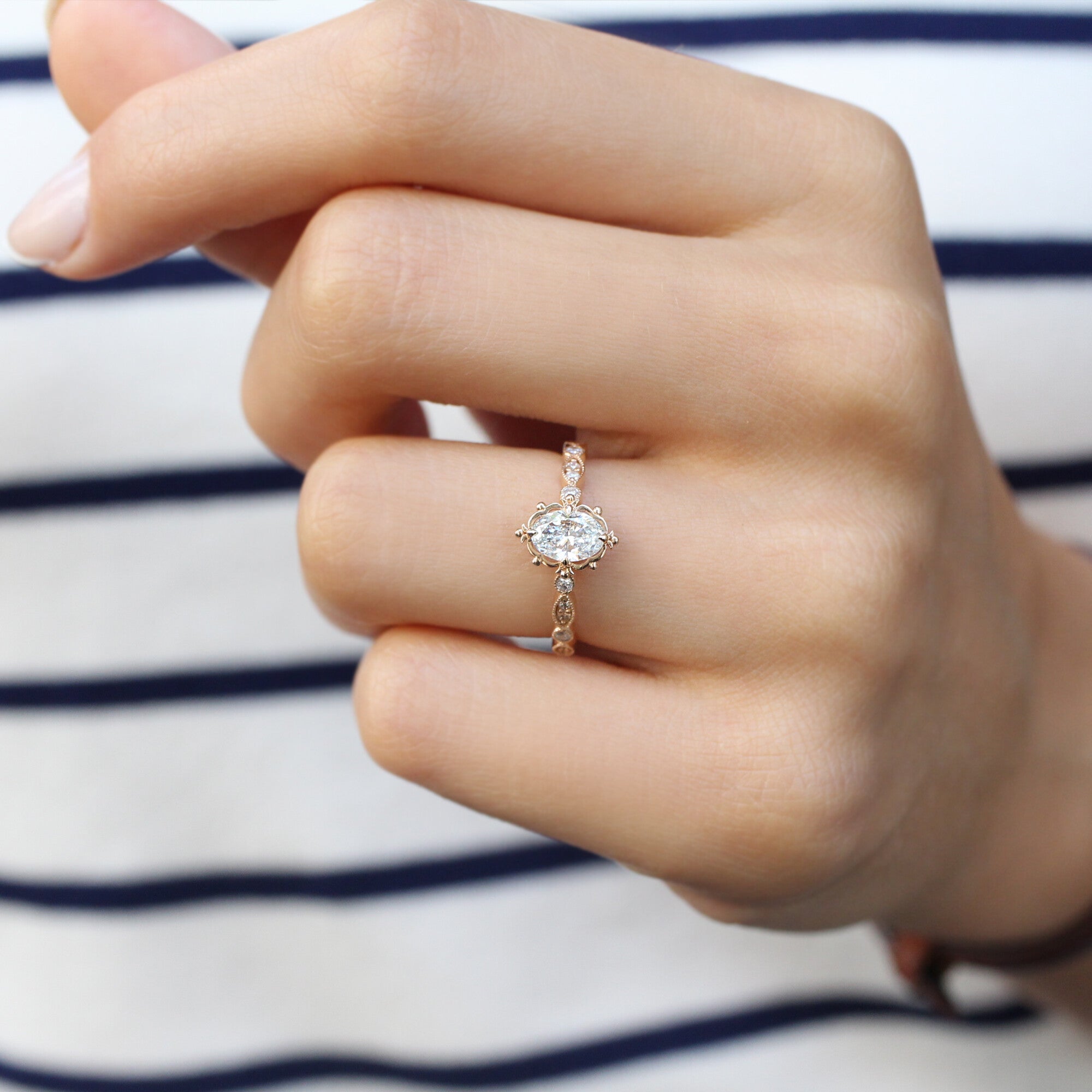 0.65 Carat G SI2 GIA Certified Vintage Design Aria Diamond Ring