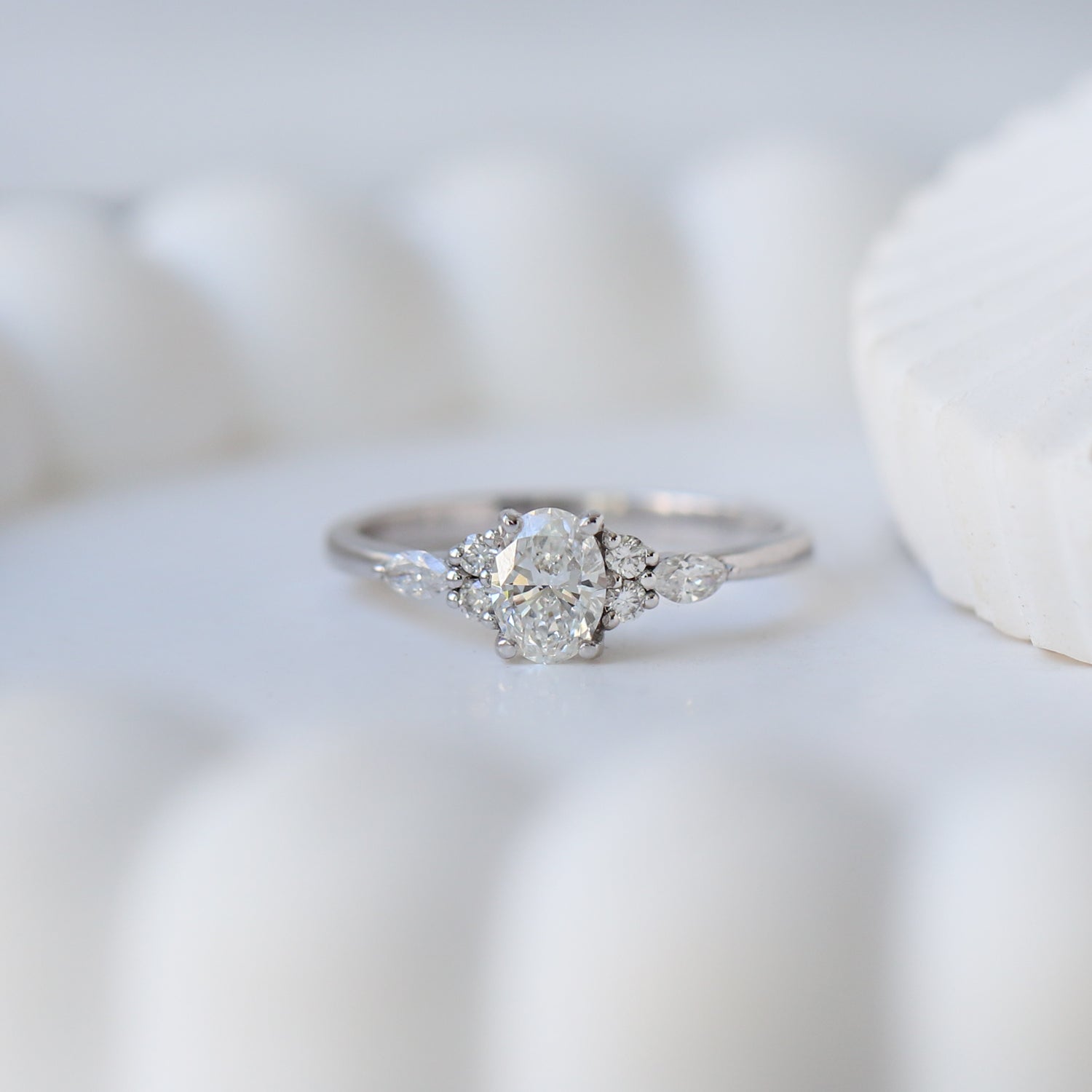 0.65 Carat HRD Certified Custom Design Larissa Oval Diamond Ring