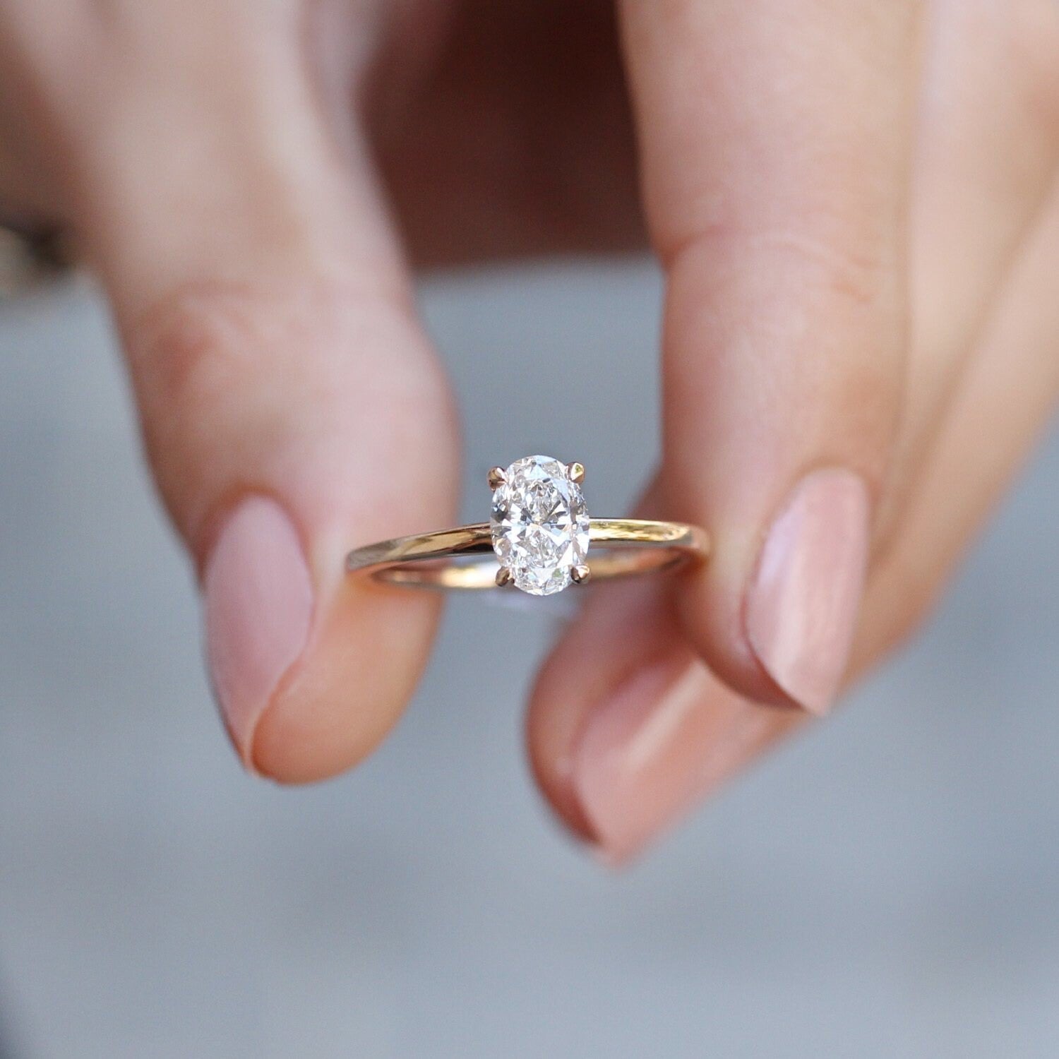 0.70 Carat G SI2 HRD Certified Oval Diamond Solitaire Ring