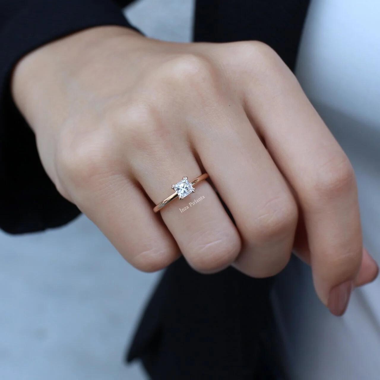 0.70 Carat HRD Certified Princess Diamond Solitaire Ring
