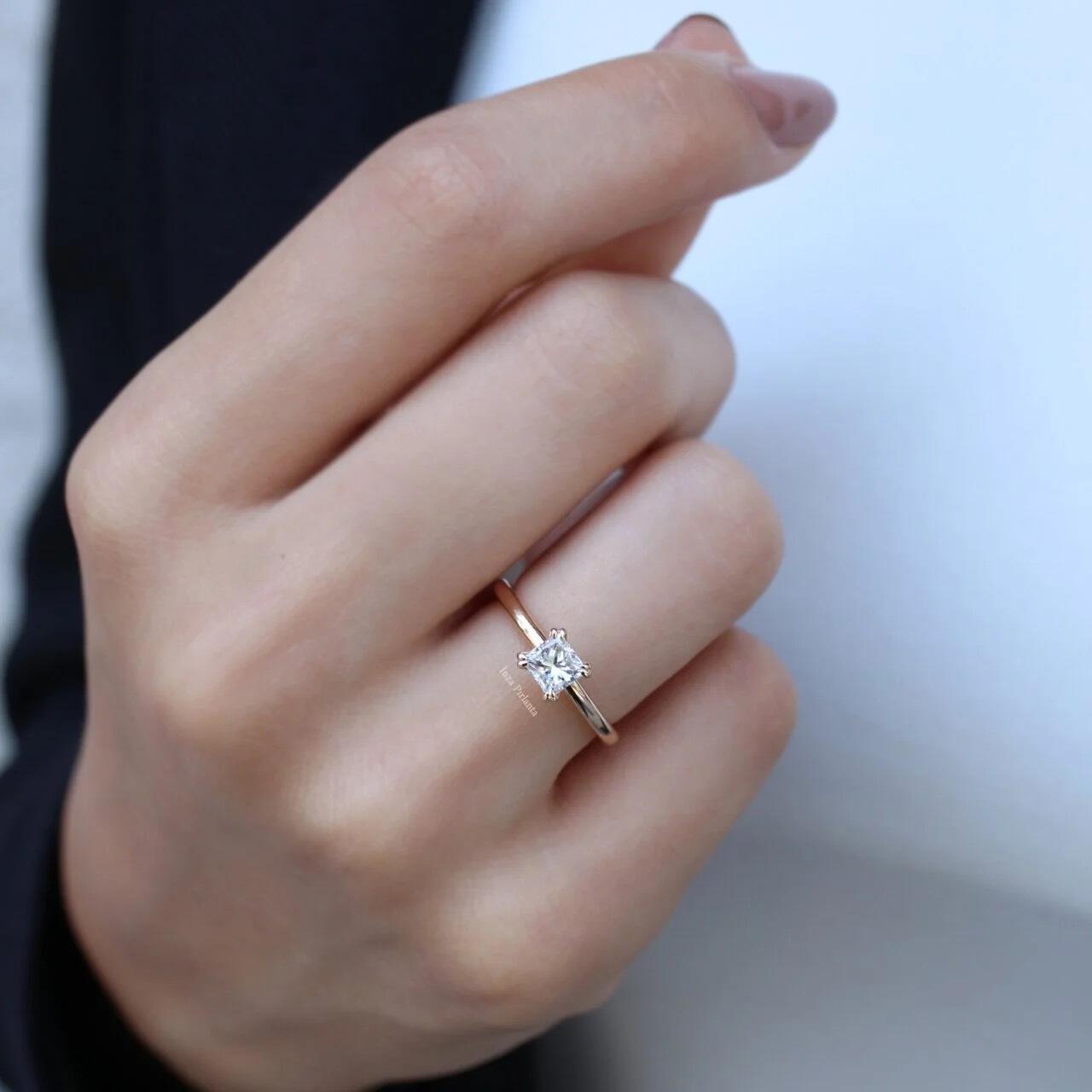 0.70 Carat HRD Certified Princess Diamond Solitaire Ring