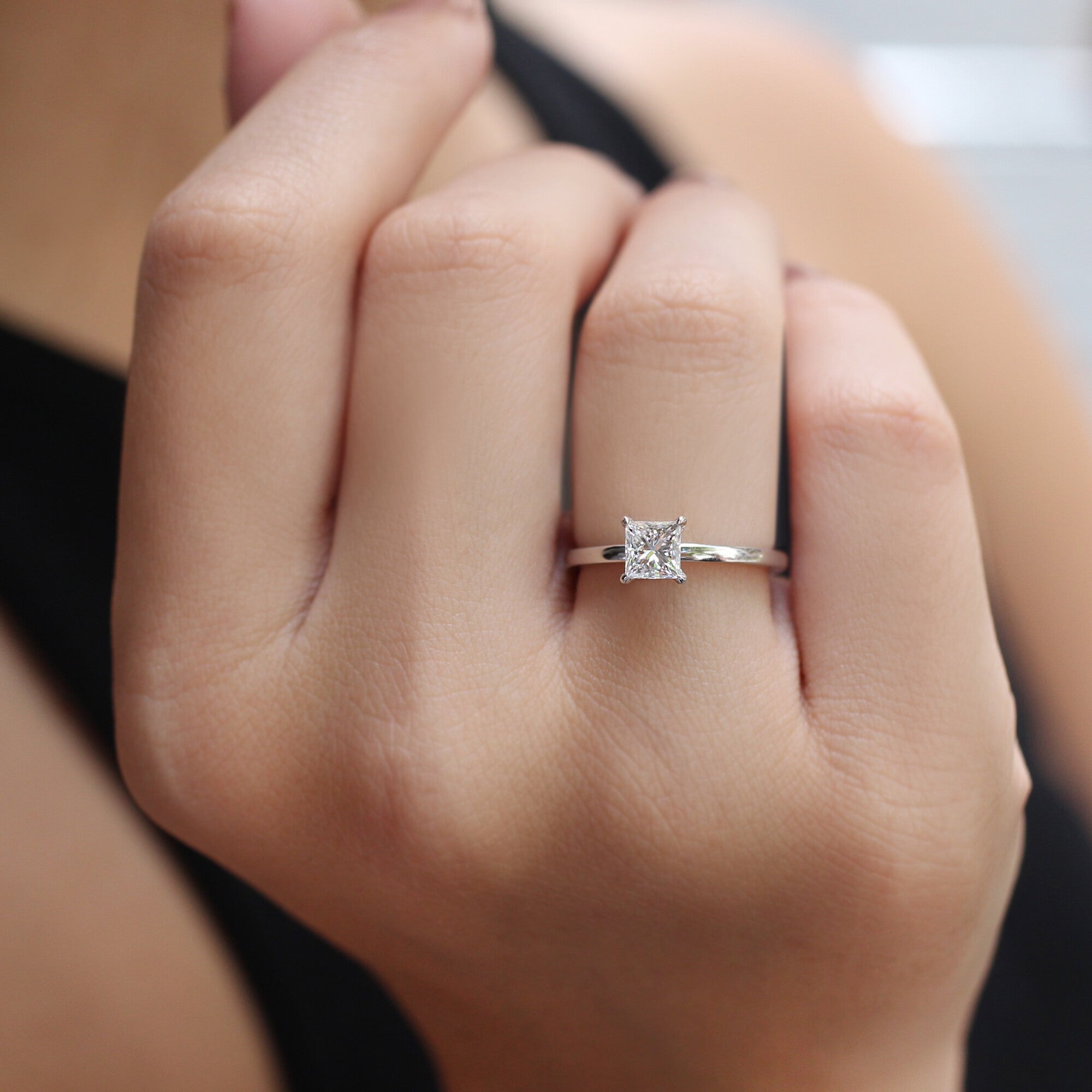 0.70 Karat Prinzessin Diamant Solitärring
