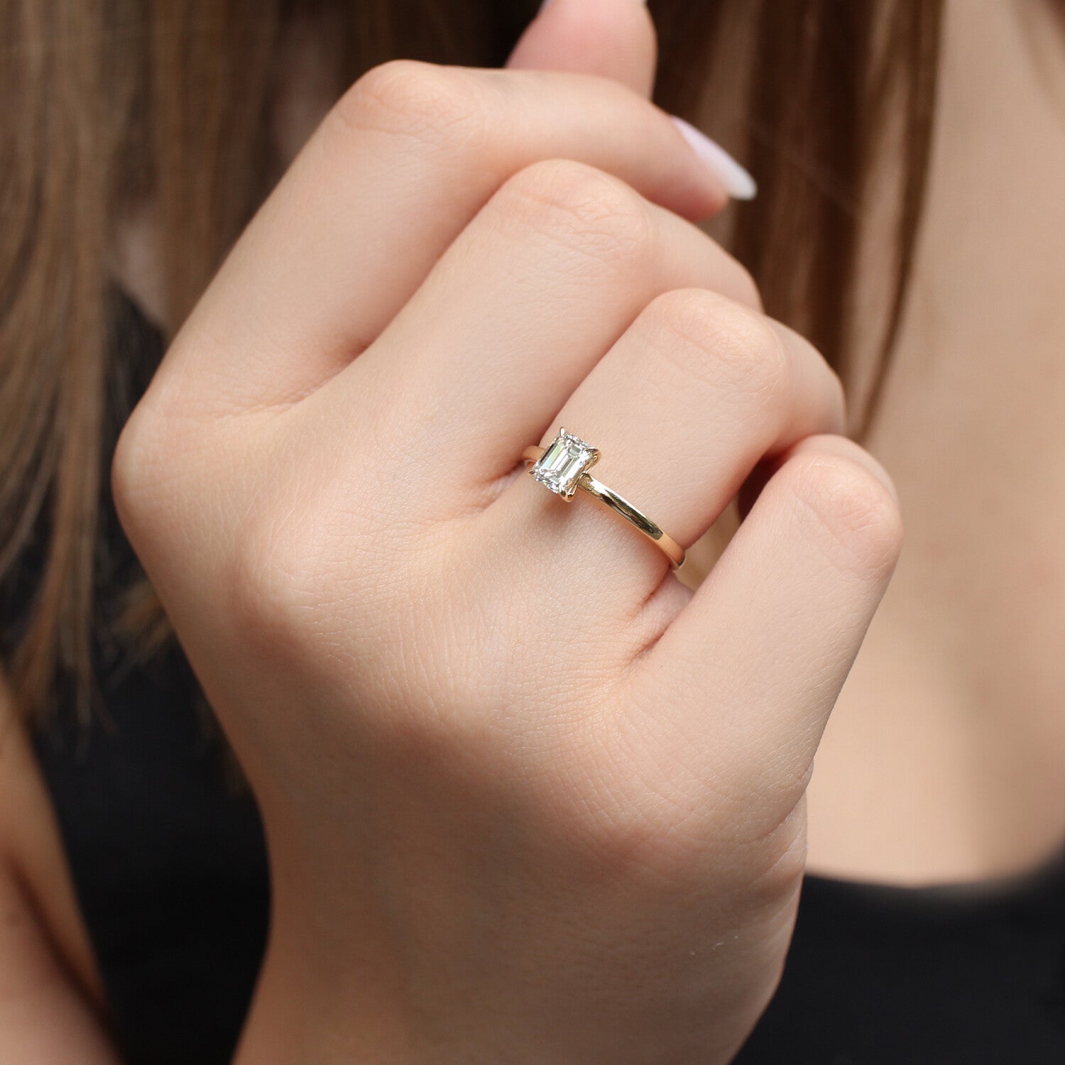 0.70 Karat F SI2 GIA Sertifikalı Emerald Pırlanta Tektaş Yüzük