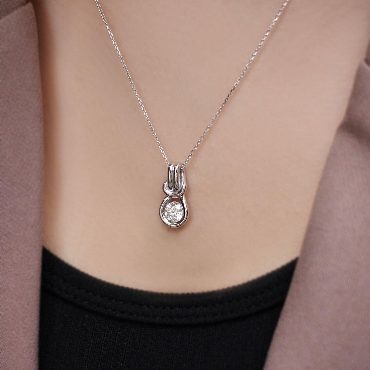 0.70 Carat HRD Certified Custom Design Solitaire Diamond Necklace
