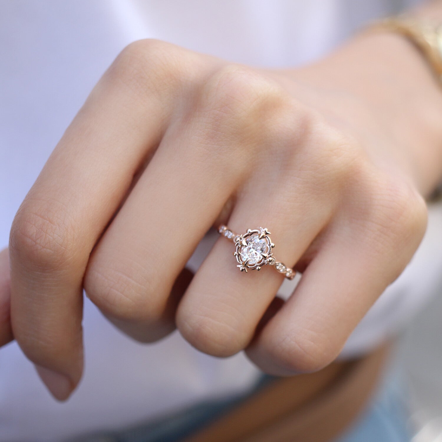 0.75 Carat D VS2 HRD Certified Vintage Design Aria Diamond Ring