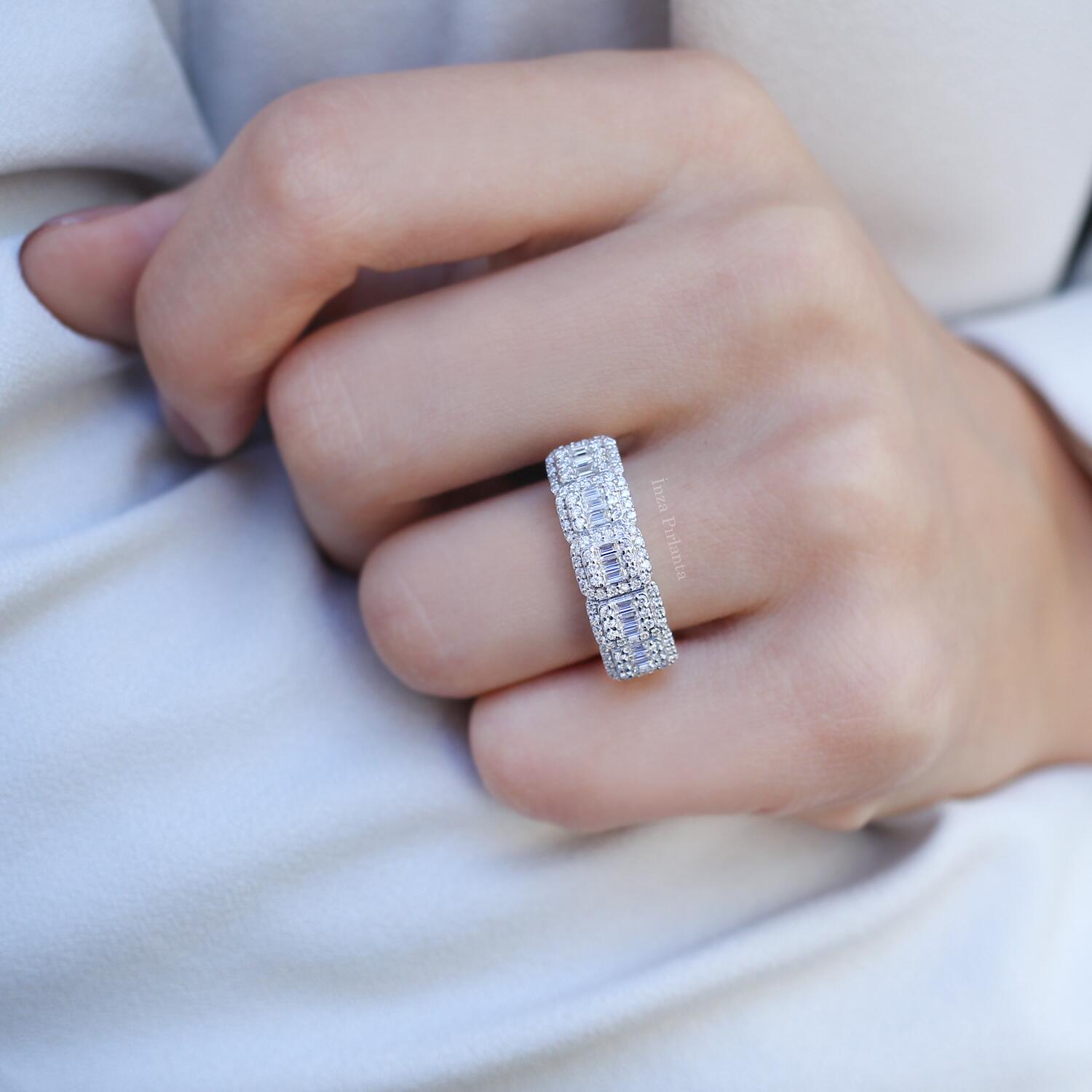 0.80 Carat Diamond Baguette Half Eternity Ring