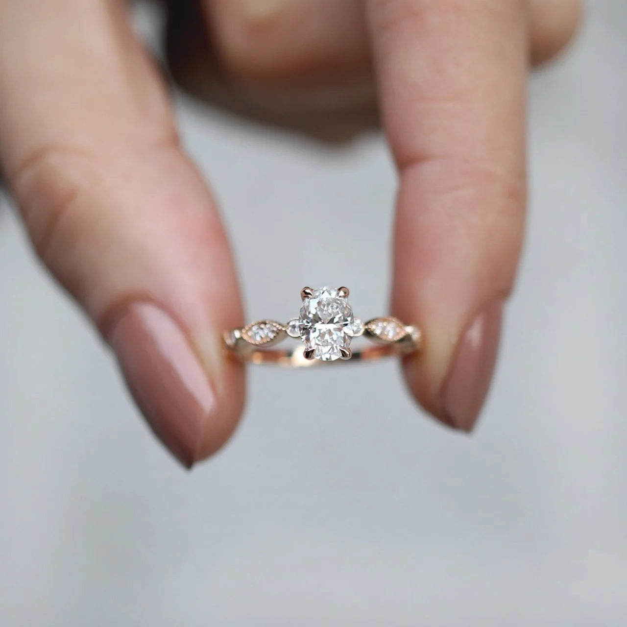 0.82 Carat G SI2 GIA Certified Vintage Design Oval Diamond Solitaire Ring