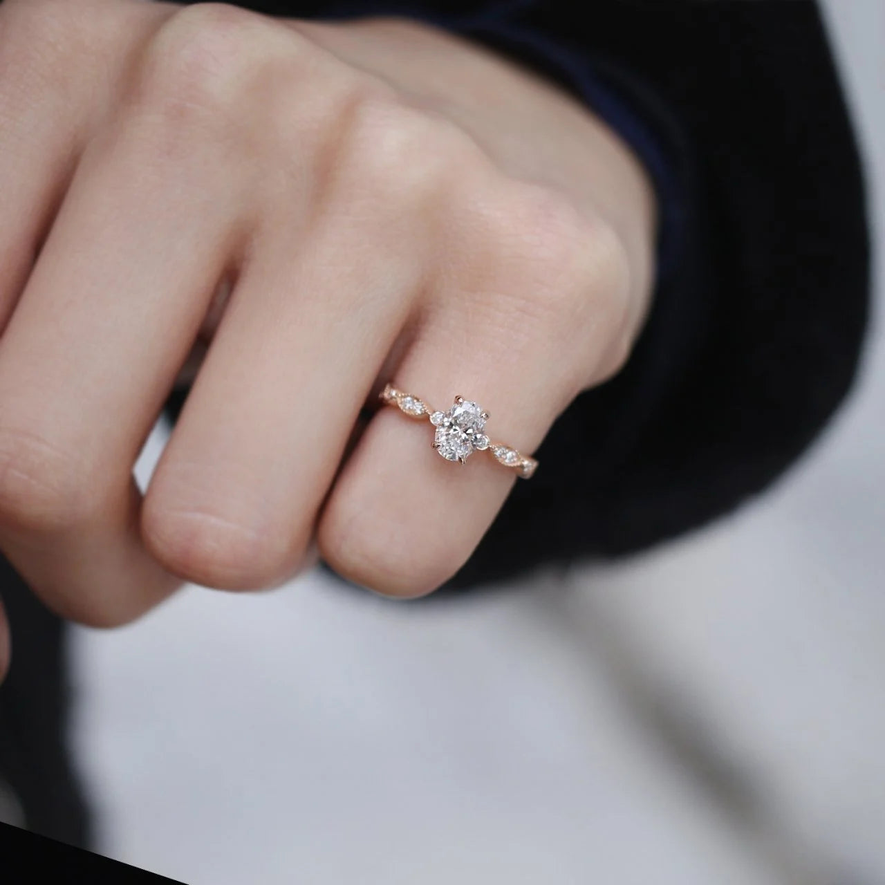 0.82 Carat G SI2 GIA Certified Vintage Design Oval Diamond Solitaire Ring