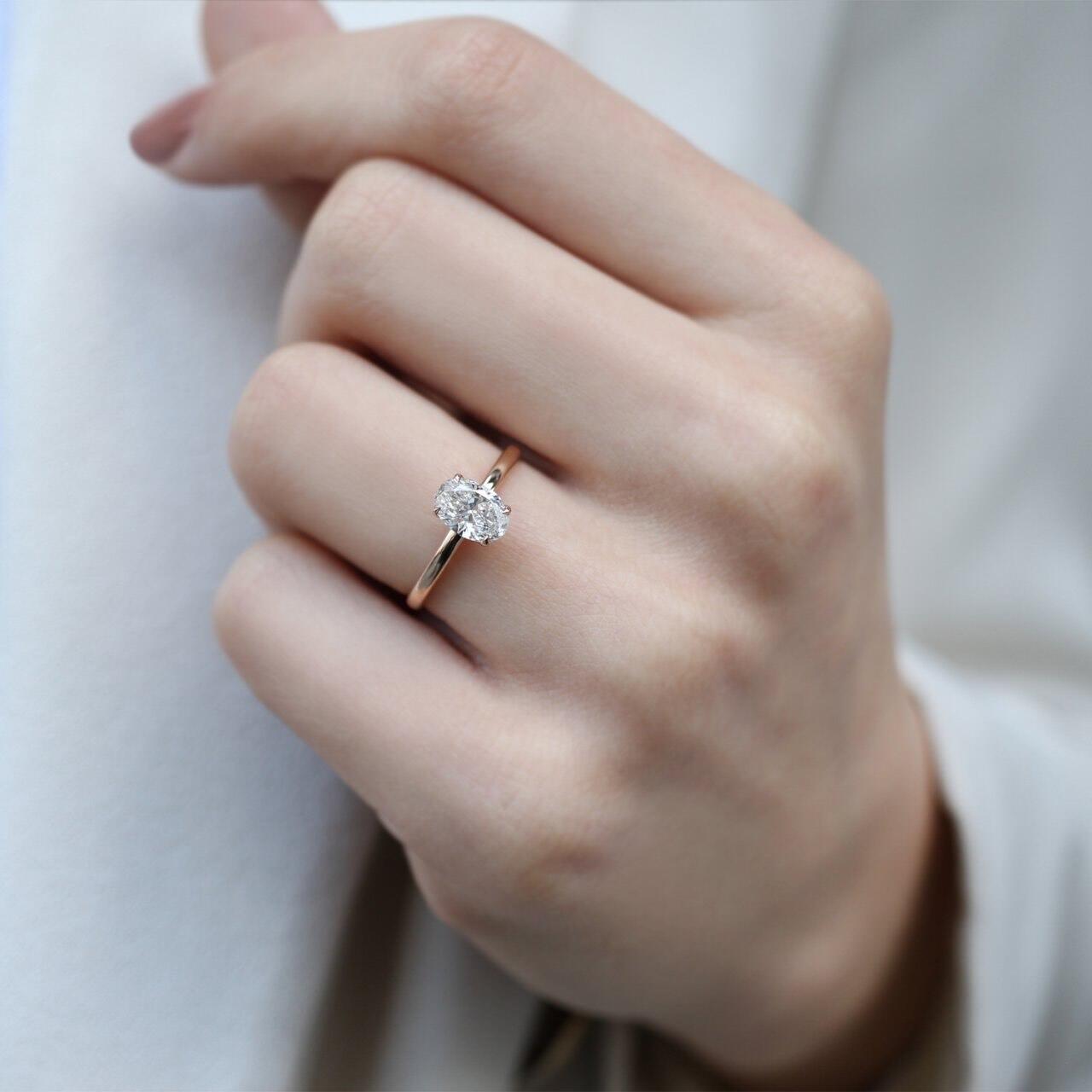 1.00 Carat G SI2 GIA Certified Oval Solitaire Ring