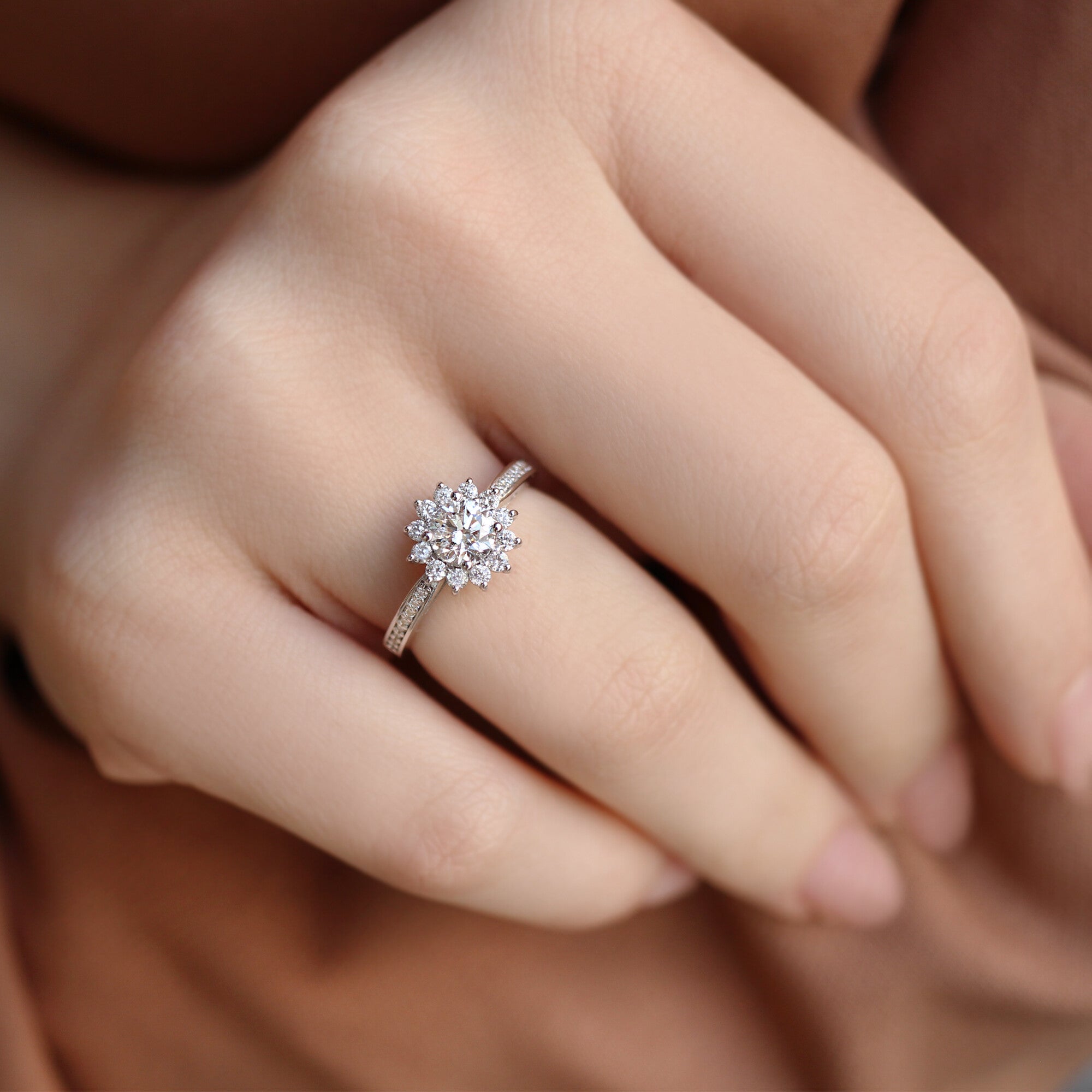 1.00 Carat HRD Certified Custom Designed Snowflake Diamond Ring