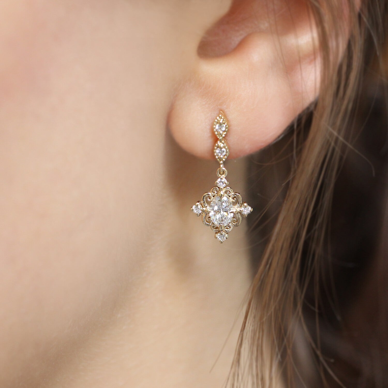 1.00 Carat Vintage Mia Design Diamond Earrings
