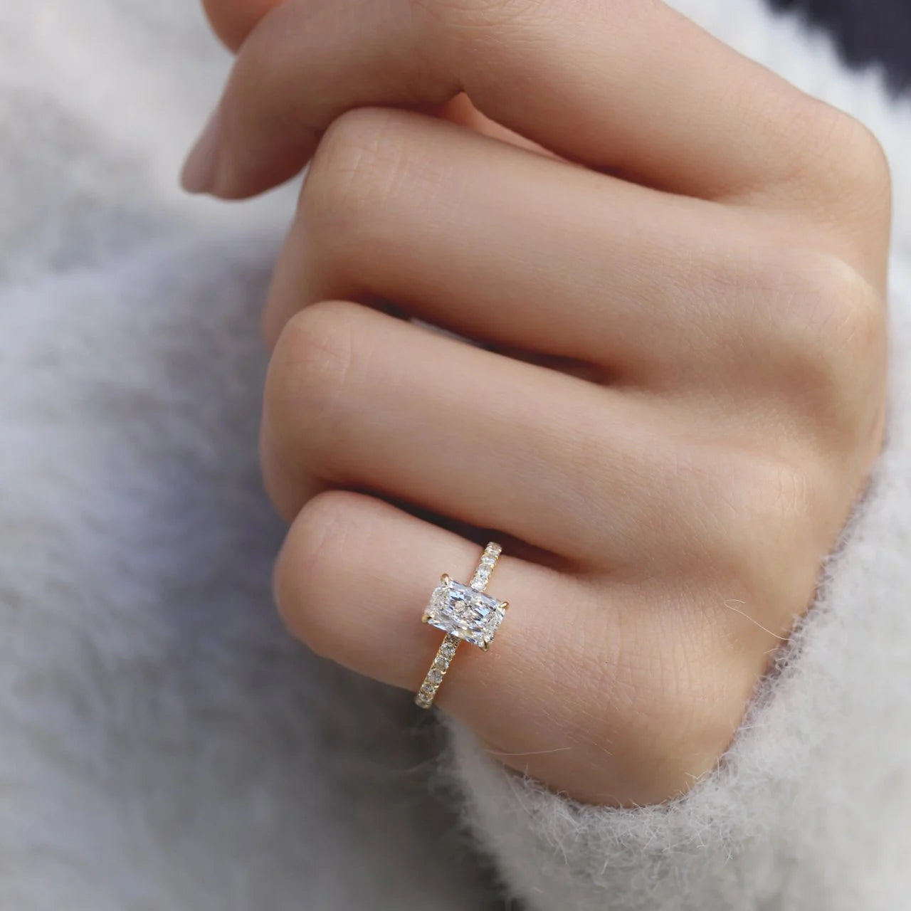 1.20 Carat G SI2 HRD Certified Radiant Diamond Solitaire Ring