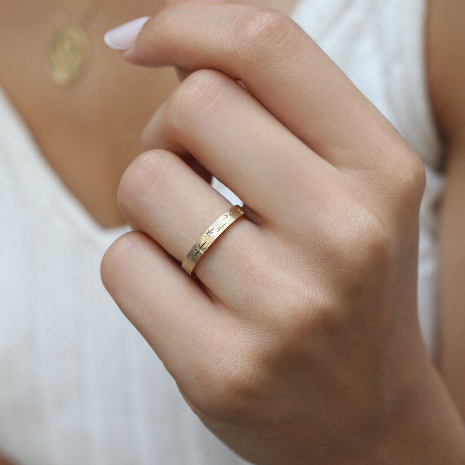 14 Karat Gold Vintage Handmade Stella Wedding Ring