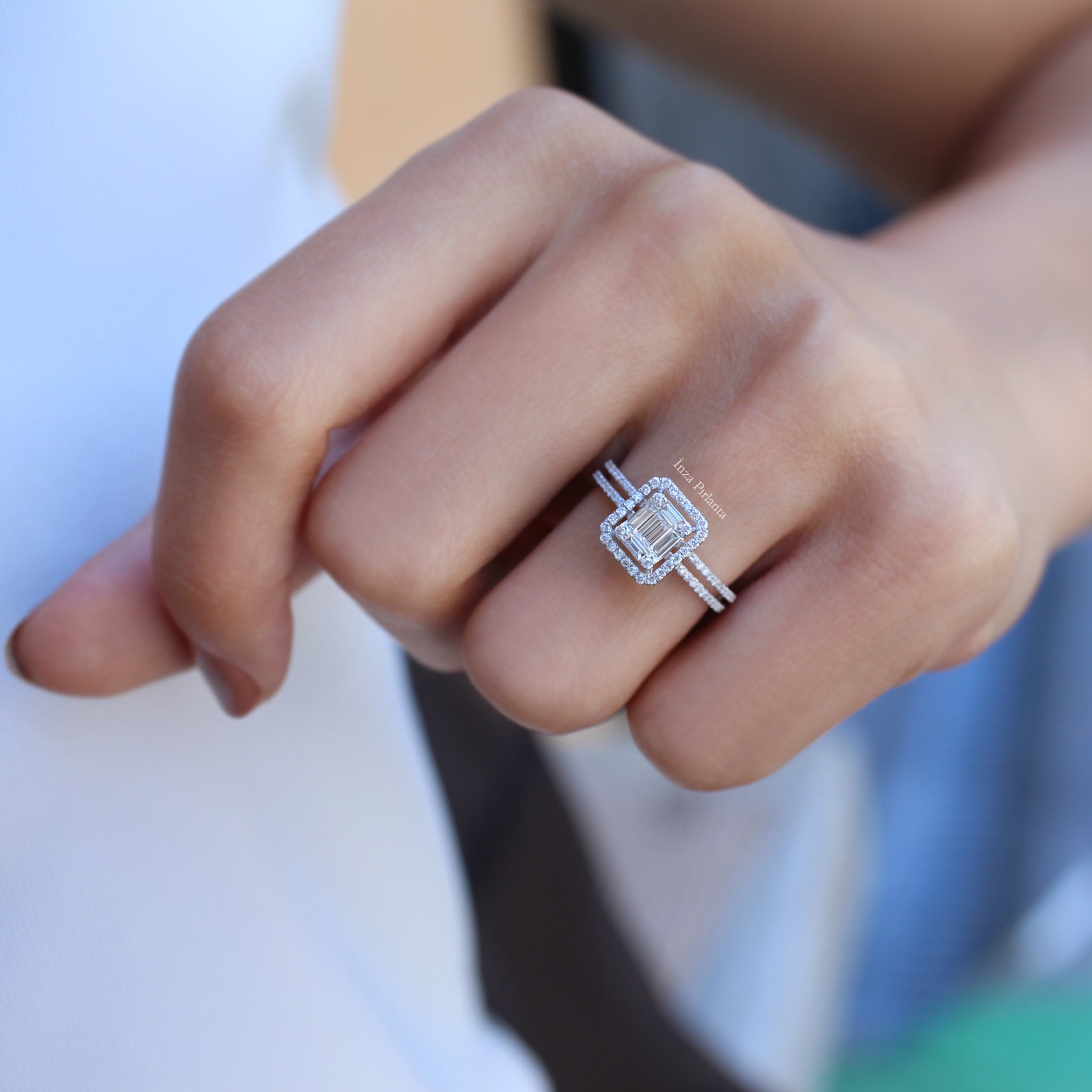 0.55 Carat Double-Arm Diamond Baguette Ring
