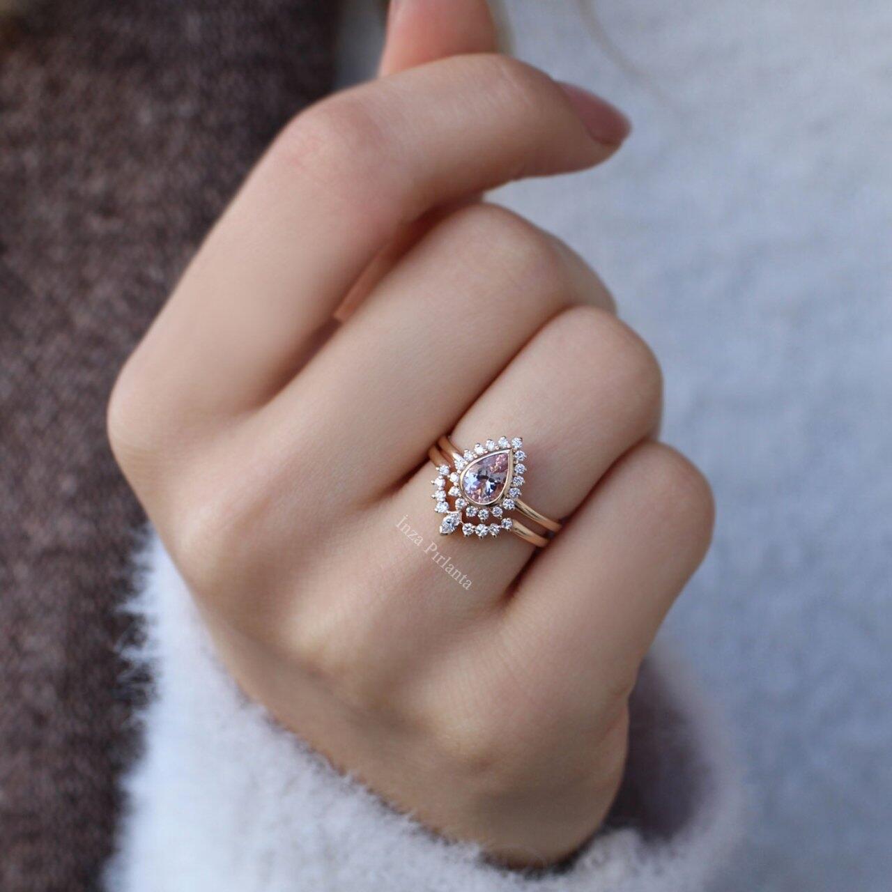 Morganite & Diamond Duo Ring