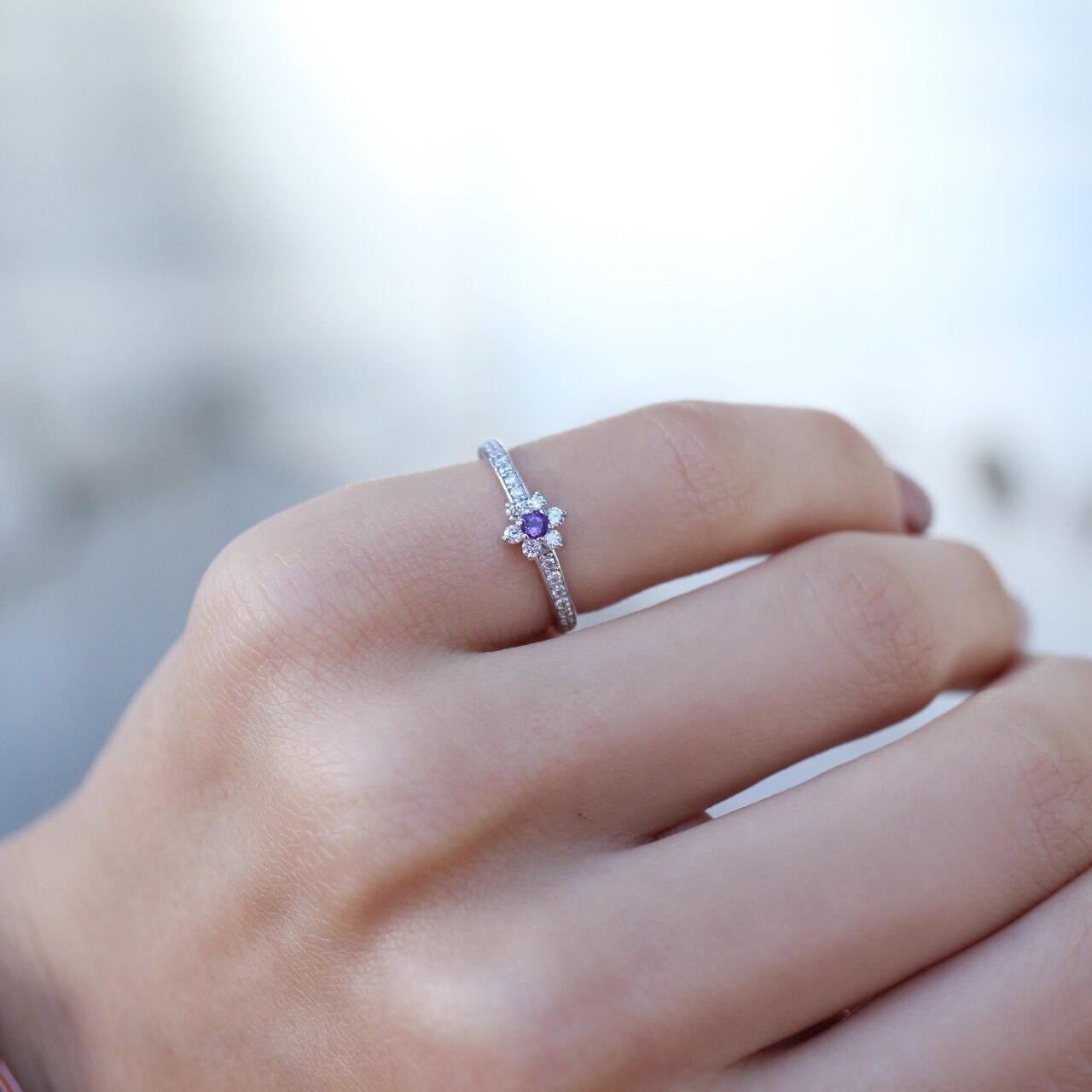 Custom Design Amethyst & Diamond Ring