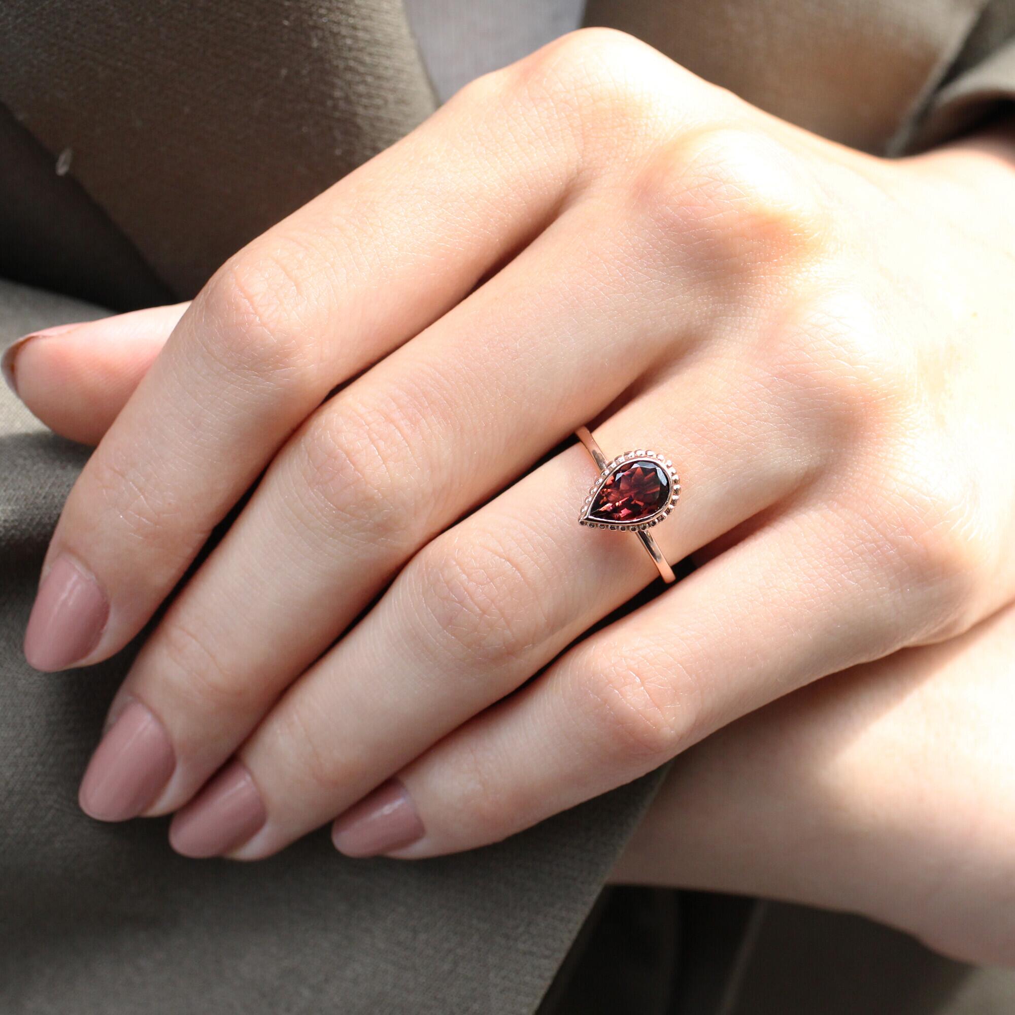 Custom Design Teardrop Tourmaline Ring