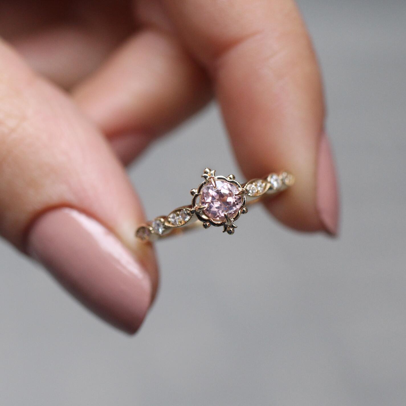Custom Design Mila Morganite & Diamond Ring