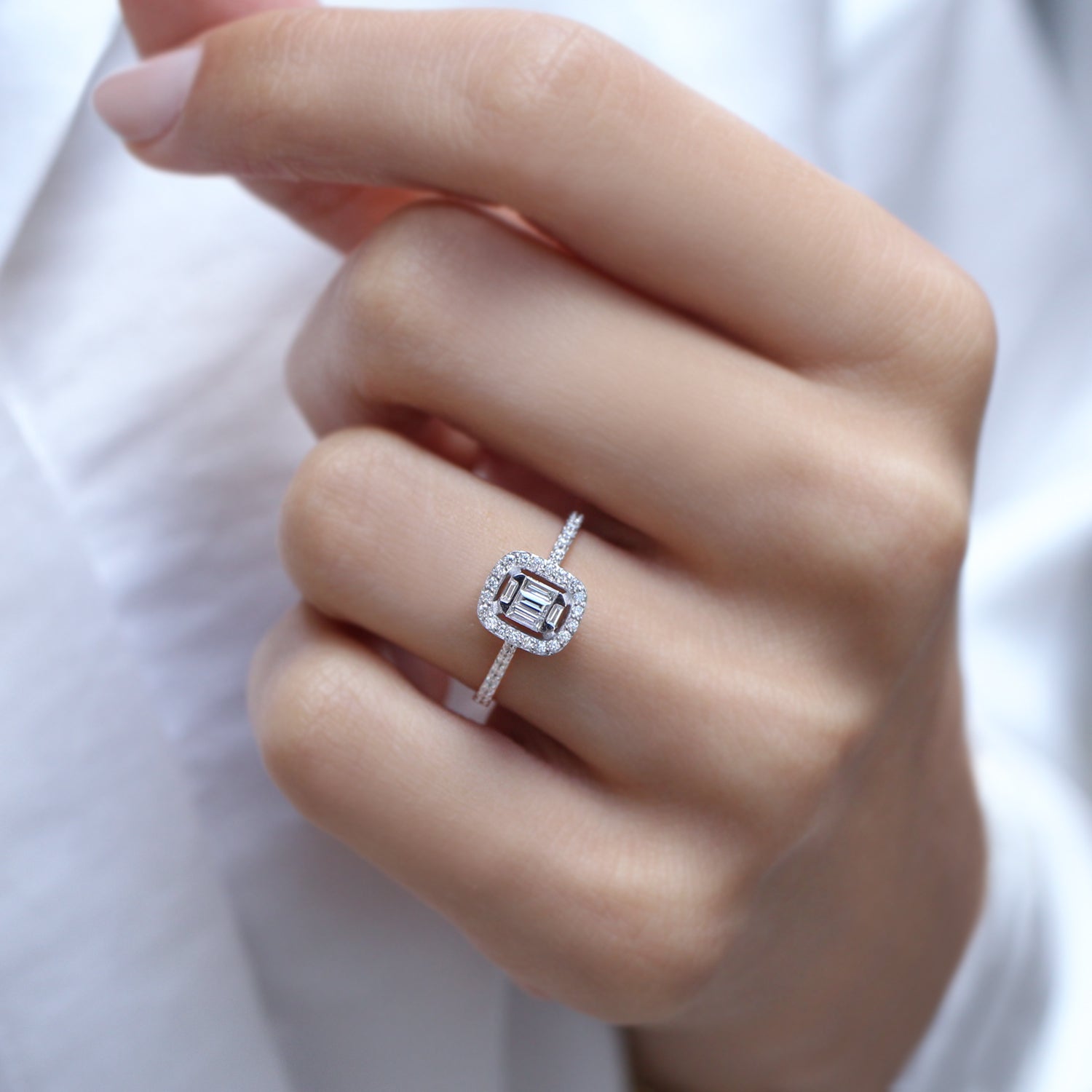 0.35 Carat Custom Design Diamond Baguette Ring