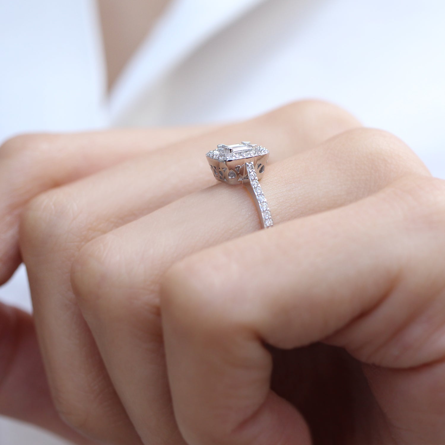 0.35 Carat Custom Design Diamond Baguette Ring