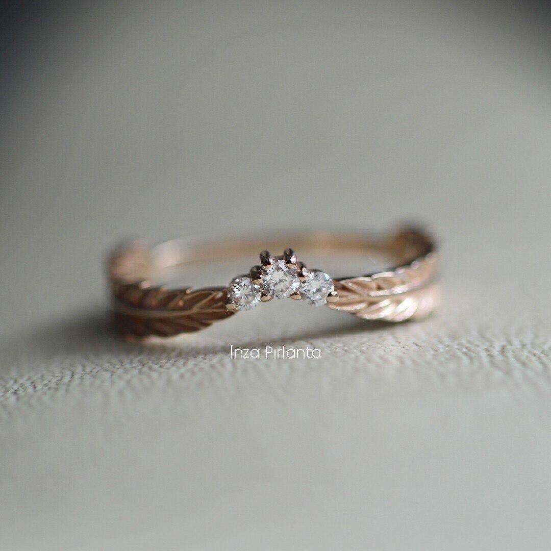 0.07 Carat Custom Design Diamond Tria Ring