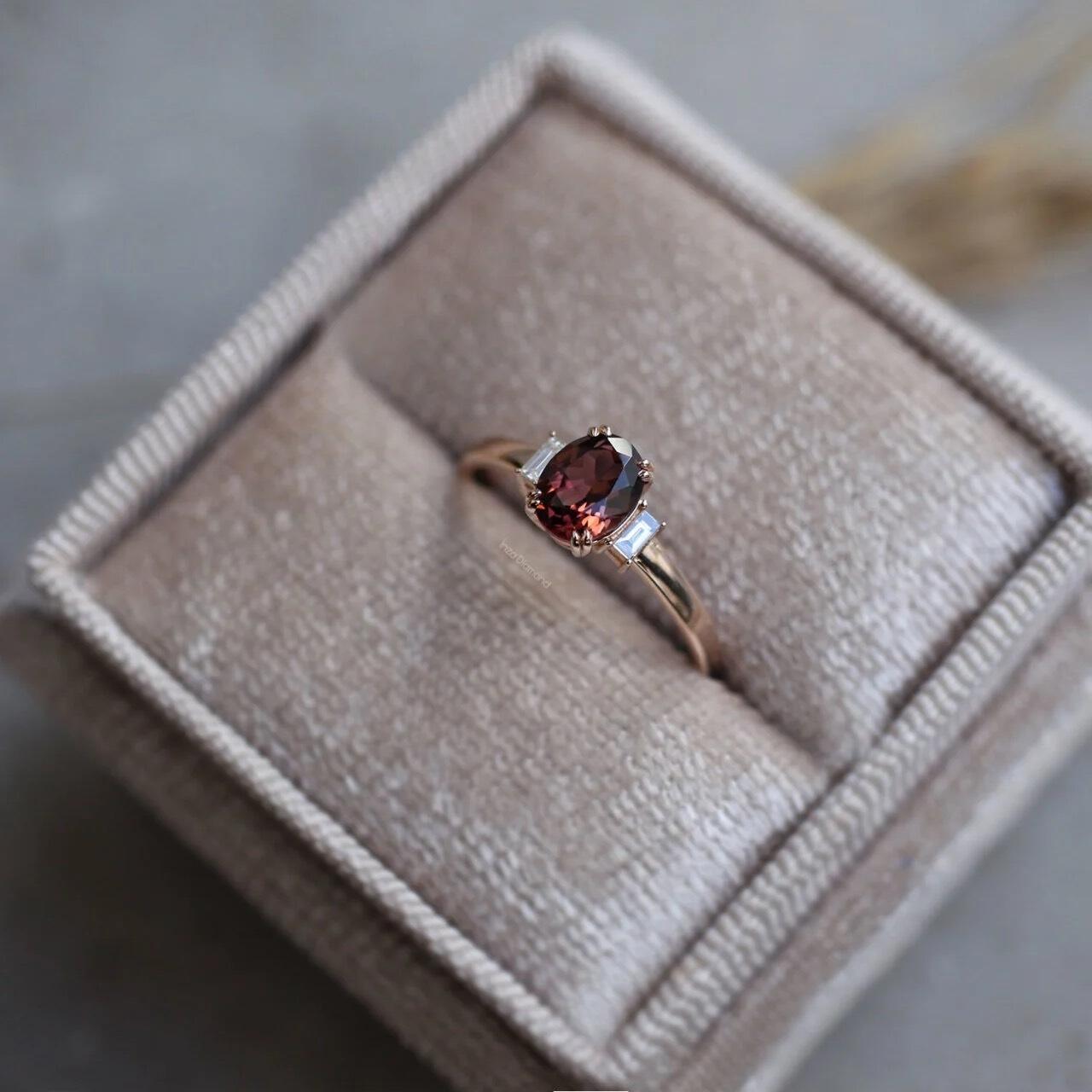 Custom Design Vintage Tourmaline & Diamond Ring