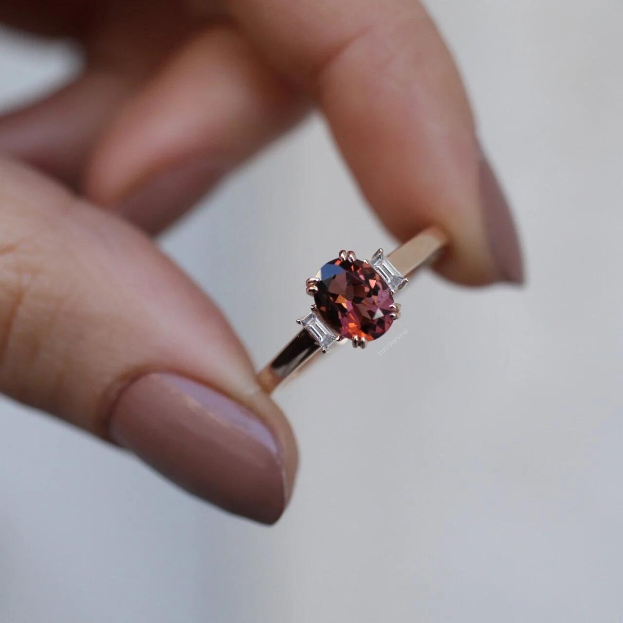 Custom Design Vintage Tourmaline & Diamond Ring