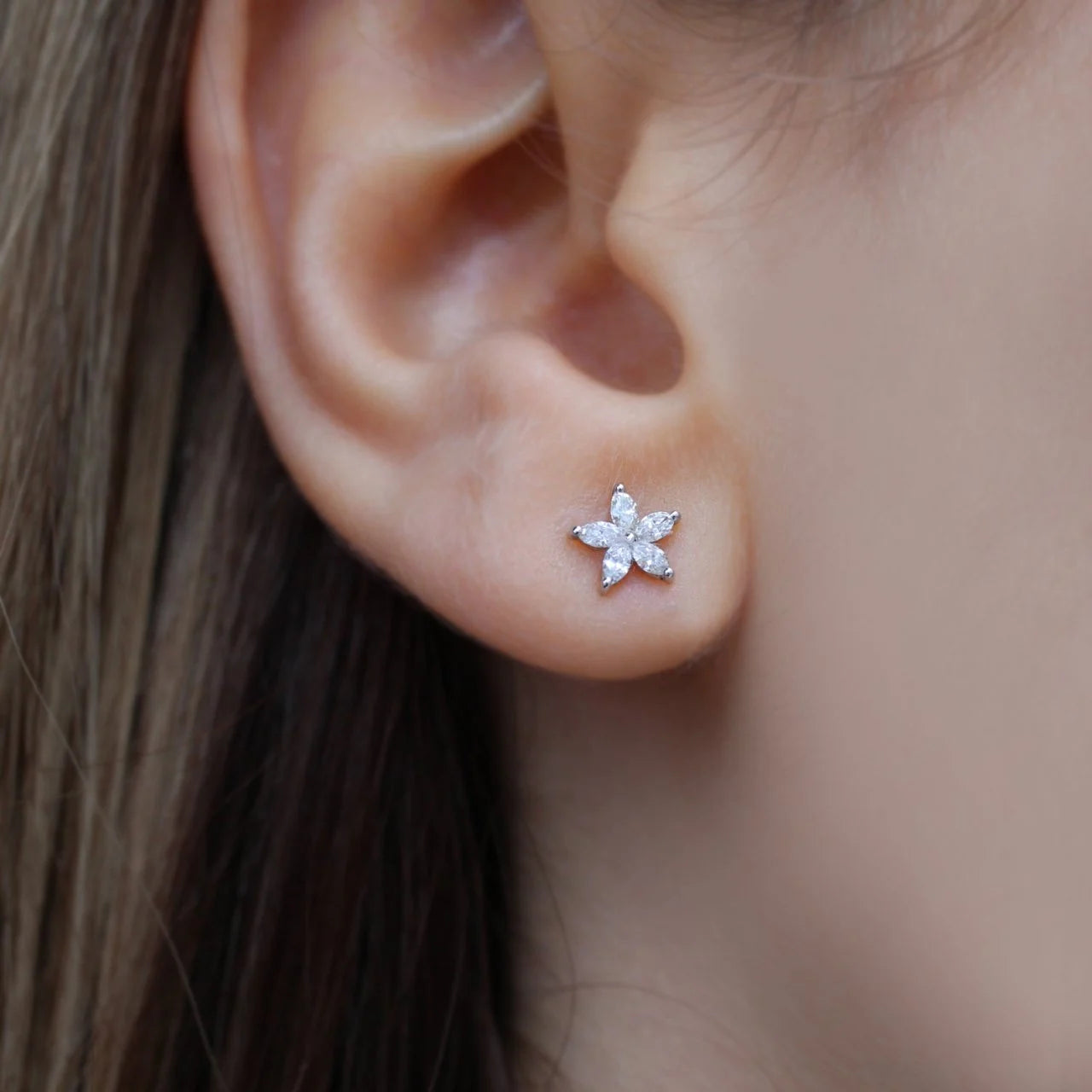 Diamond Marquise Flower Earrings