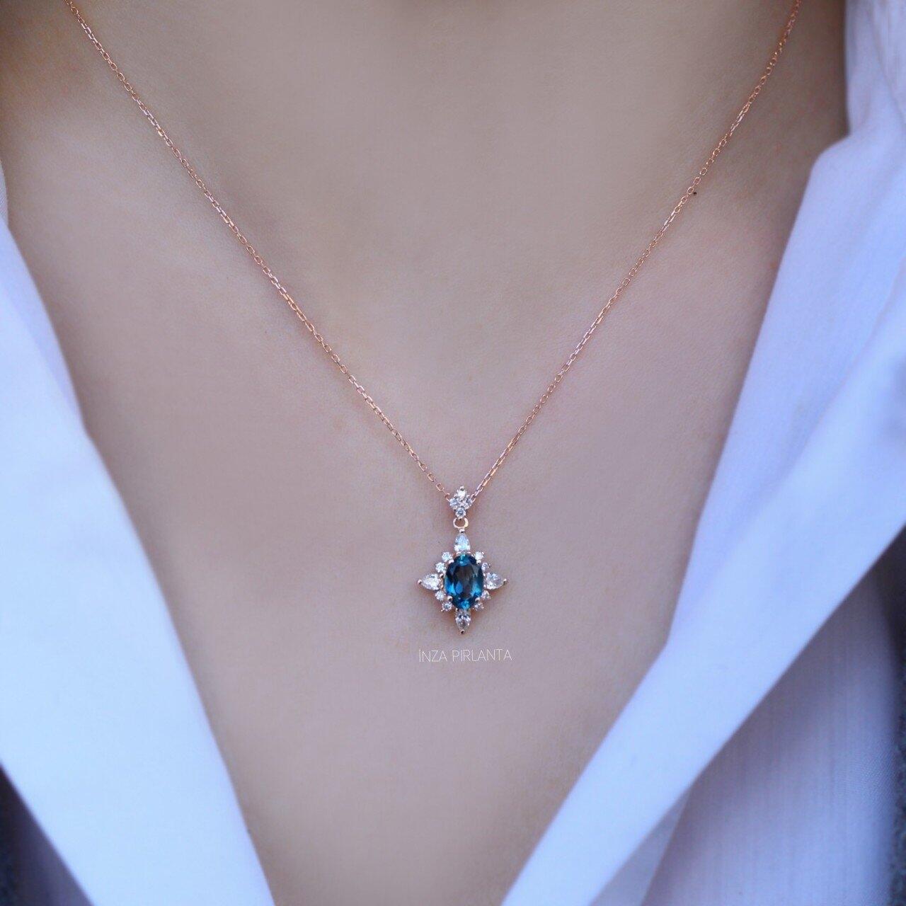 Selius London Blue & Diamant Halskette