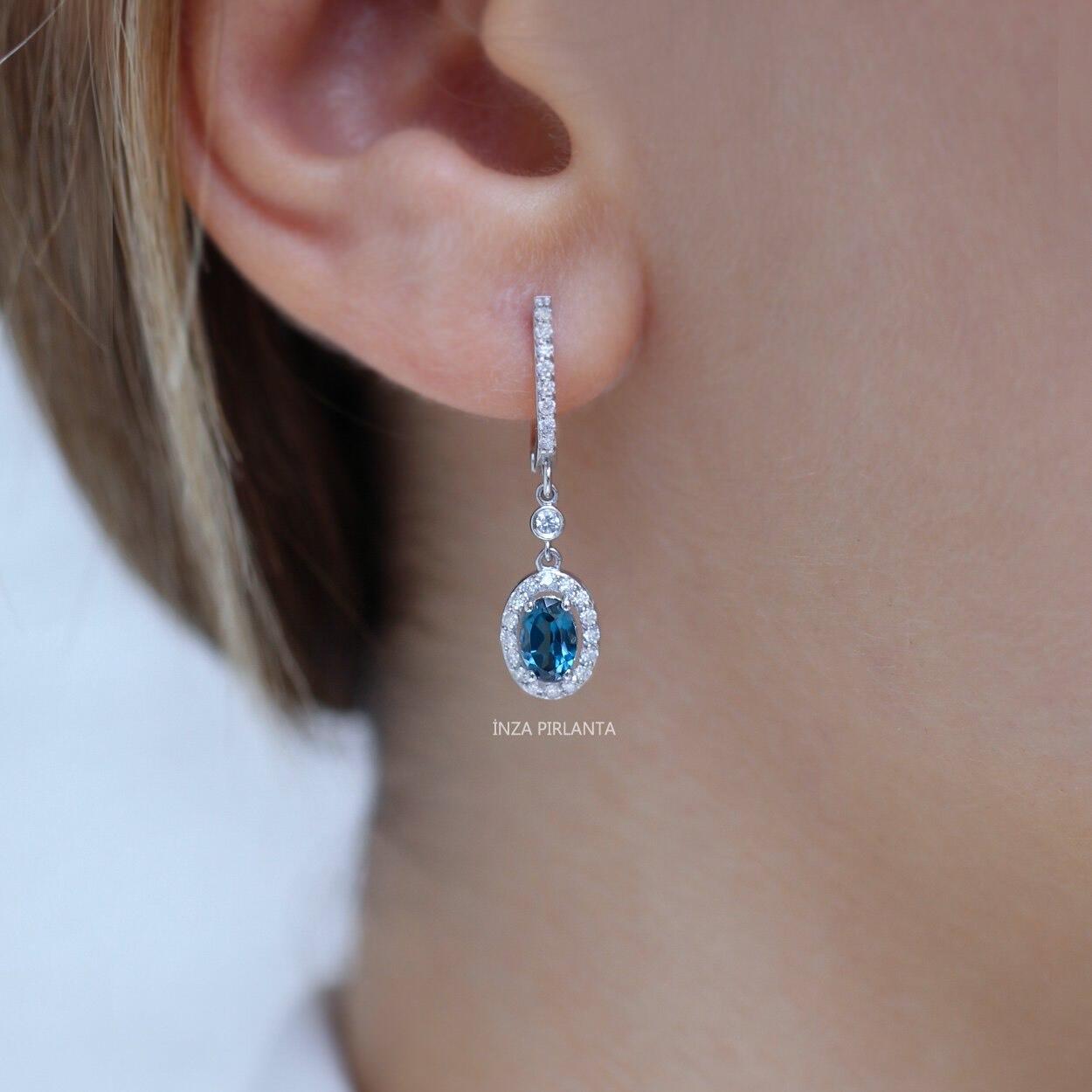 Design London Blue & Diamond Earrings