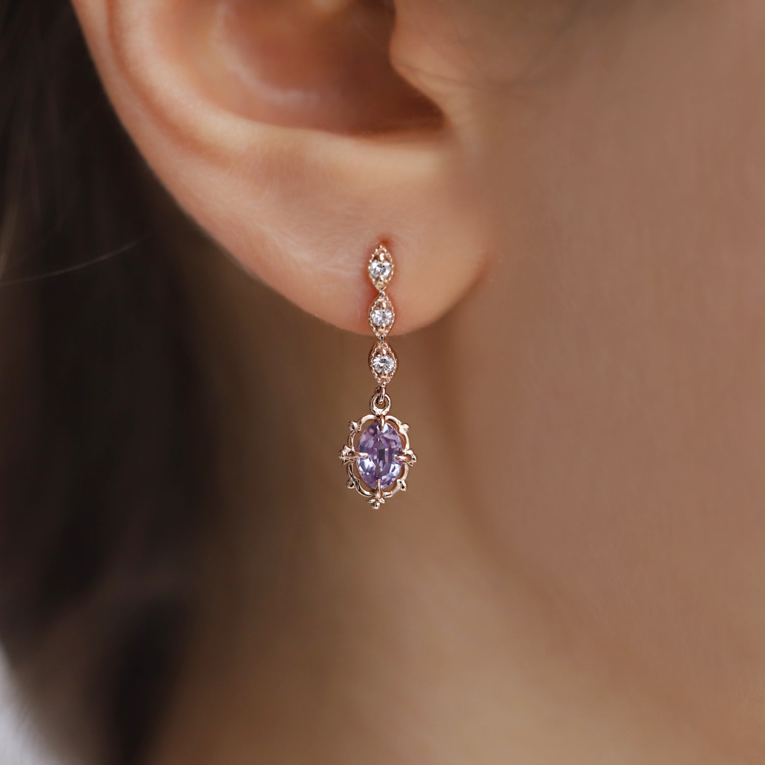 Vintage Aria Diamond & Alexandrite Earrings