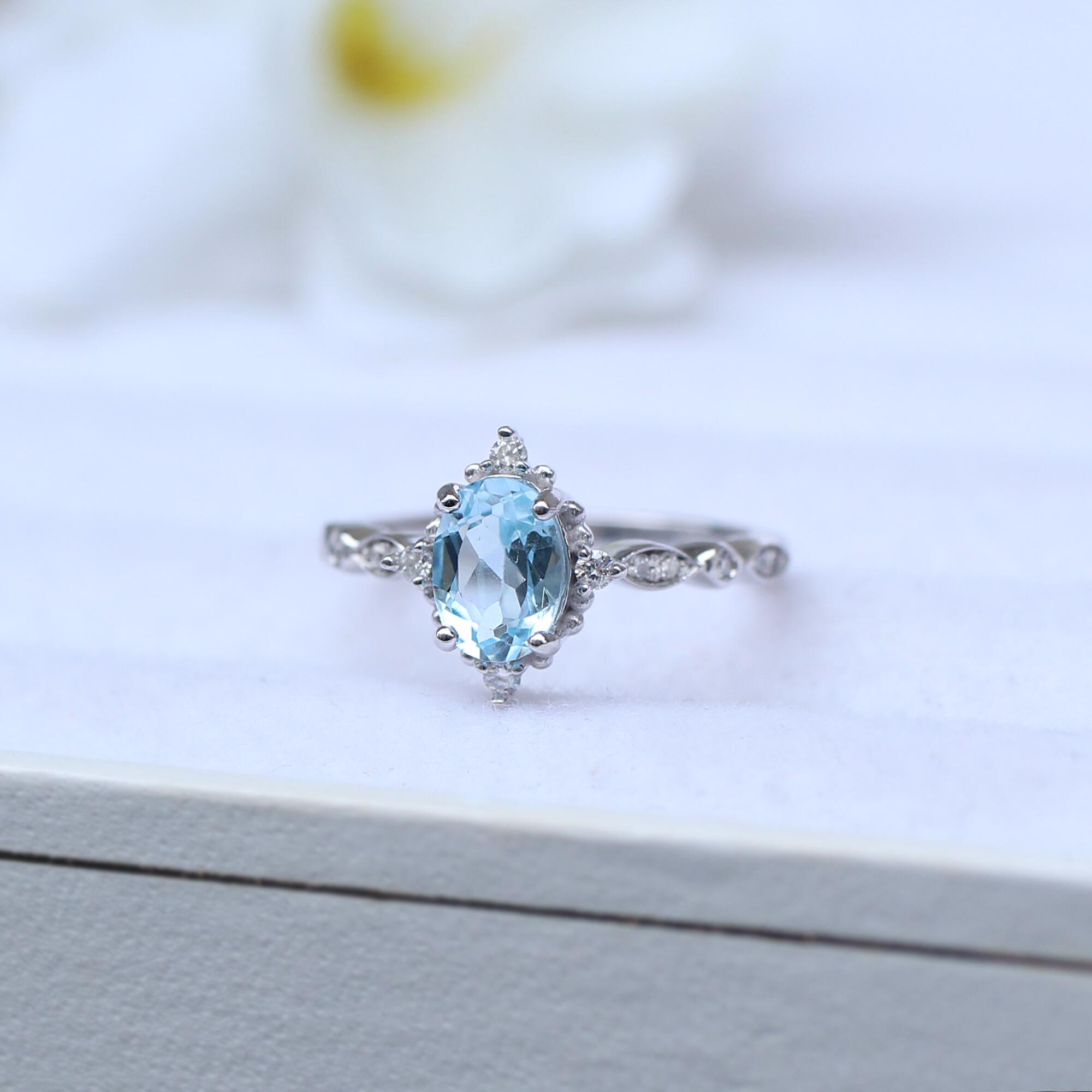 Vintage Aquamarin- & Brillantring