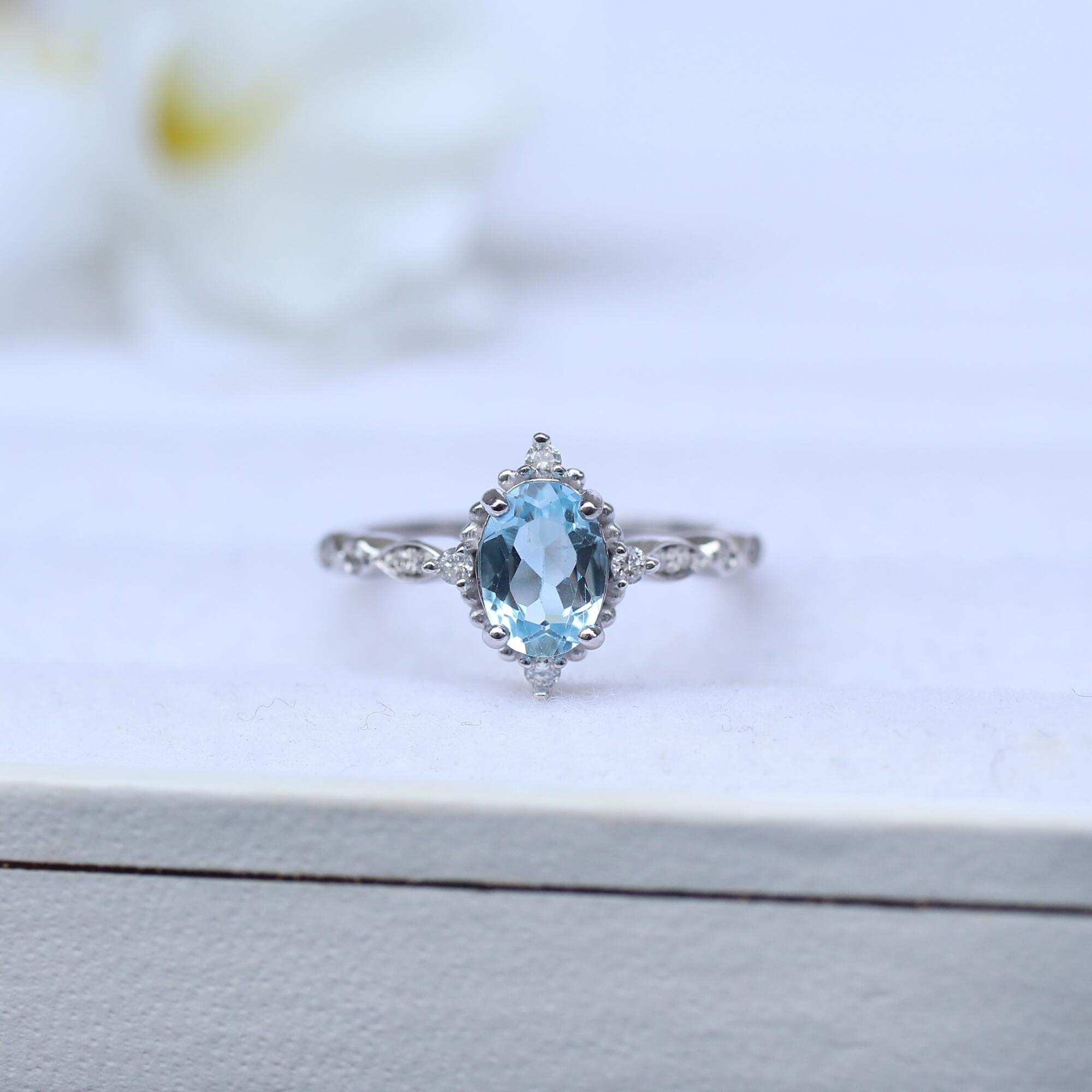 Vintage Aquamarin- & Brillantring