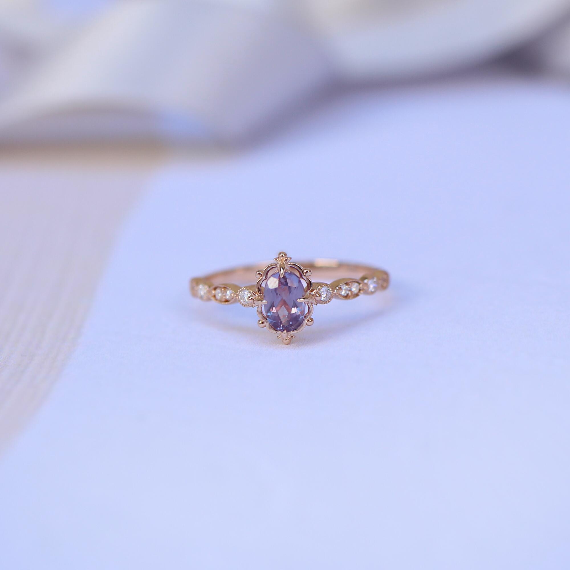 Vintage Aria Alexandrit- & Diamantring
