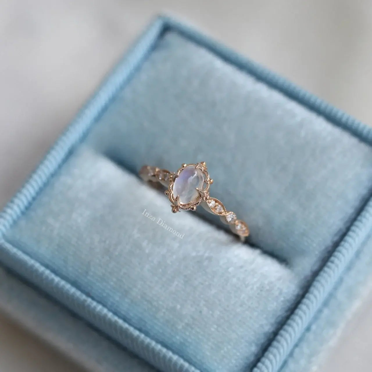 Vintage Aria Moonstone & Diamond Ring