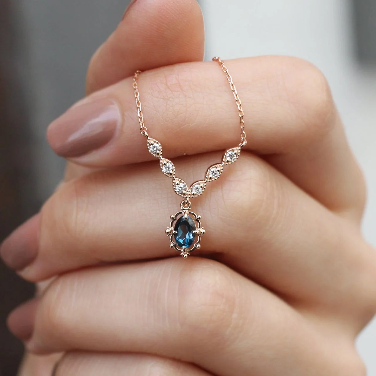 Vintage Aria London Blau & Diamant Halskette