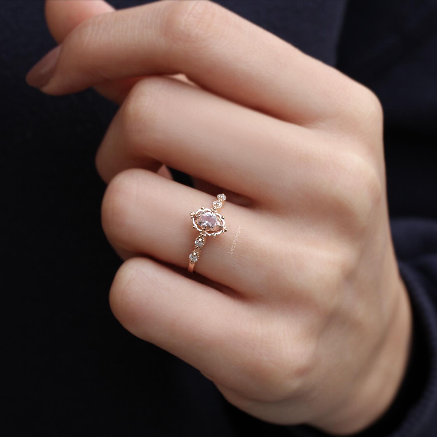 Vintage Aria Morganite & Diamond Ring